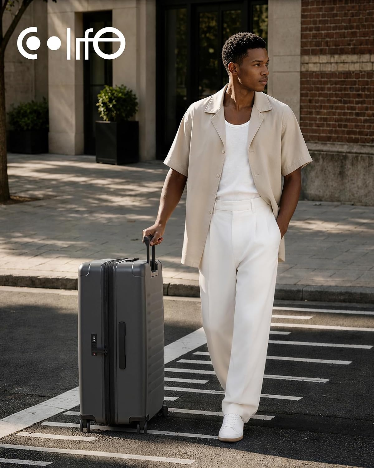image:imageCoolife Expandable Luggage with TSA Lock 2 Piece Set Black Suitcase Set with 360 SmoothRolling Dual SpinnerDurable Hardshell SuitcasesReinforced Bottom GrooveGrey