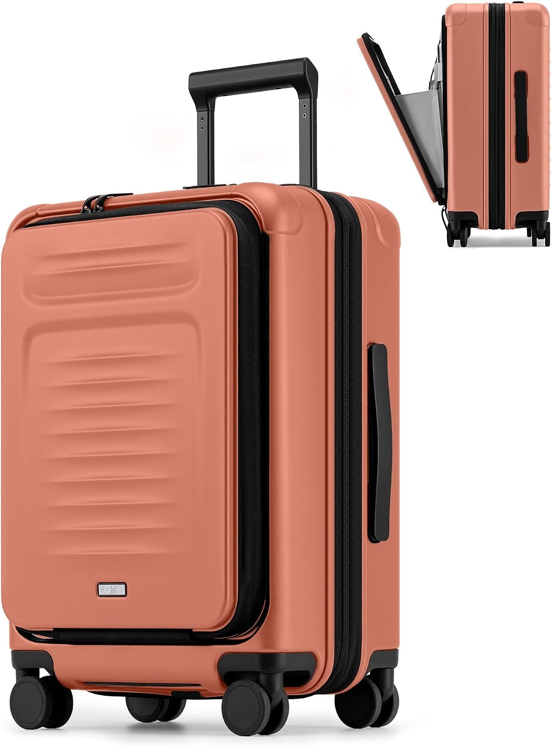 image:imageCoolife Expandable Luggage with TSA Lock 2 Piece Set Black Suitcase Set with 360 SmoothRolling Dual SpinnerDurable Hardshell SuitcasesReinforced Bottom GrooveOrange