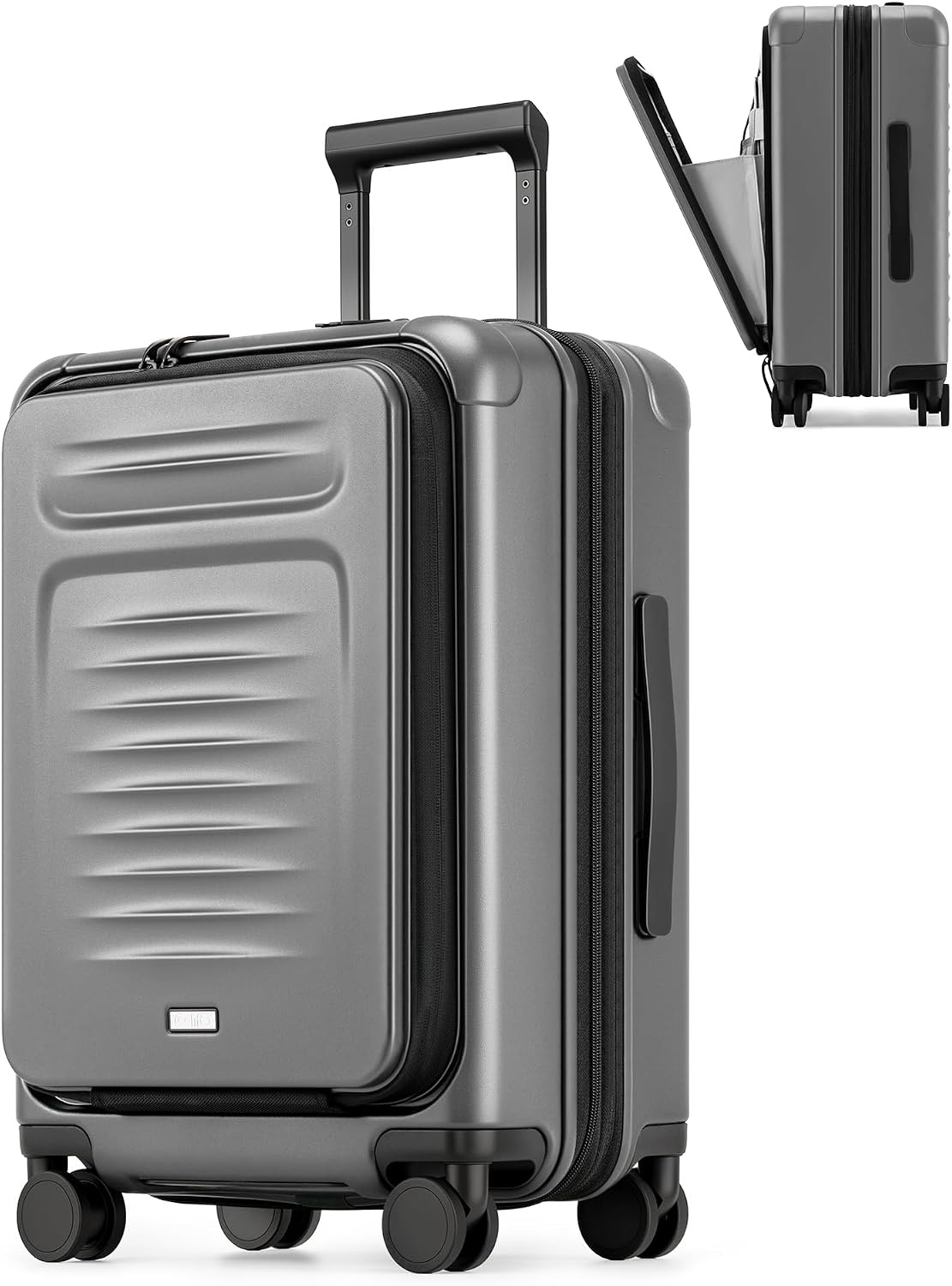 image:imageCoolife Expandable Luggage with TSA Lock 2 Piece Set Black Suitcase Set with 360 SmoothRolling Dual SpinnerDurable Hardshell SuitcasesReinforced Bottom GrooveGrey