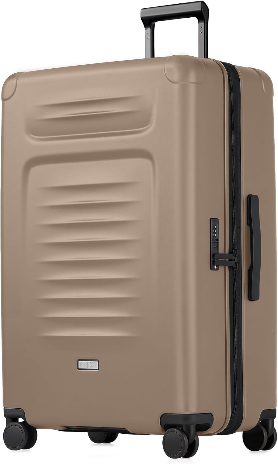 image:imageCoolife Expandable Luggage with TSA Lock 2 Piece Set Black Suitcase Set with 360 SmoothRolling Dual SpinnerDurable Hardshell SuitcasesReinforced Bottom GrooveApricot