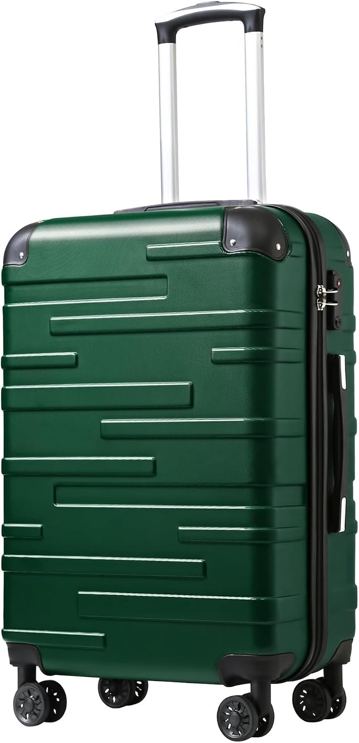 image:imageCoolife Hardside ABS Luggage TSA Lock Spinner Wheels 24in Checked ABS hardshell scratchresistant 360 silent spinner wheels YKK zippers TSA lock aluminum handledark green