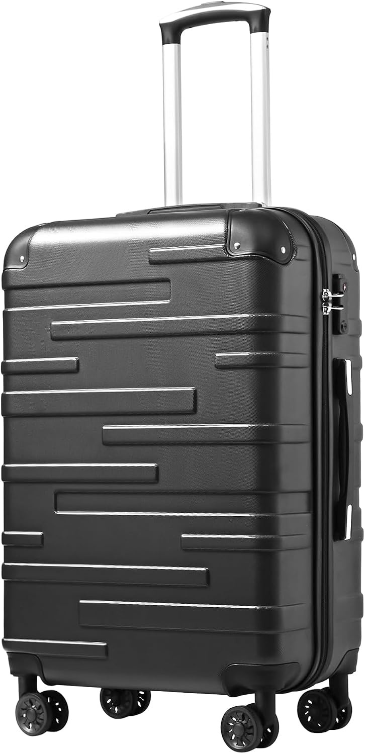 image:imageCoolife Hardside ABS Luggage TSA Lock Spinner Wheels 24in Checked ABS hardshell scratchresistant 360 silent spinner wheels YKK zippers TSA lock aluminum handleGrey