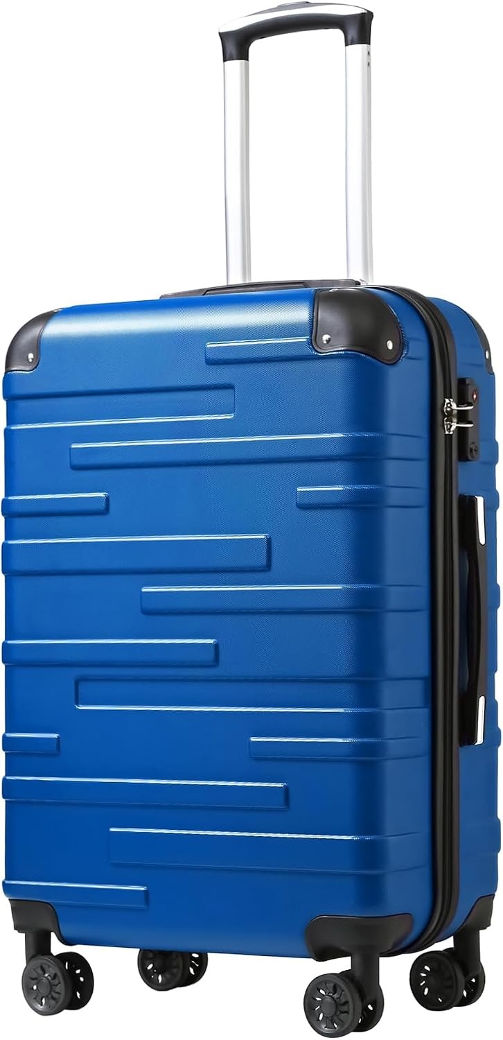image:imageCoolife Hardside ABS Luggage TSA Lock Spinner Wheels 24in Checked ABS hardshell scratchresistant 360 silent spinner wheels YKK zippers TSA lock aluminum handleblue
