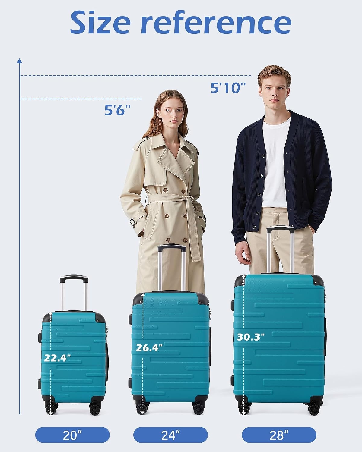 image:imageCoolife Hardside ABS Luggage TSA Lock Spinner Wheels 24in Checked ABS hardshell scratchresistant 360 silent spinner wheels YKK zippers TSA lock aluminum handleGrey