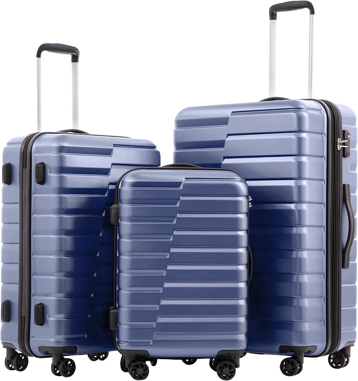 image:imageCoolife Lightweight Luggage with TSA LockMedium Checked Gray Durable Hard Shell Suitcase for Travel360 SmoothRolling Dual Spinner WheelsBlue