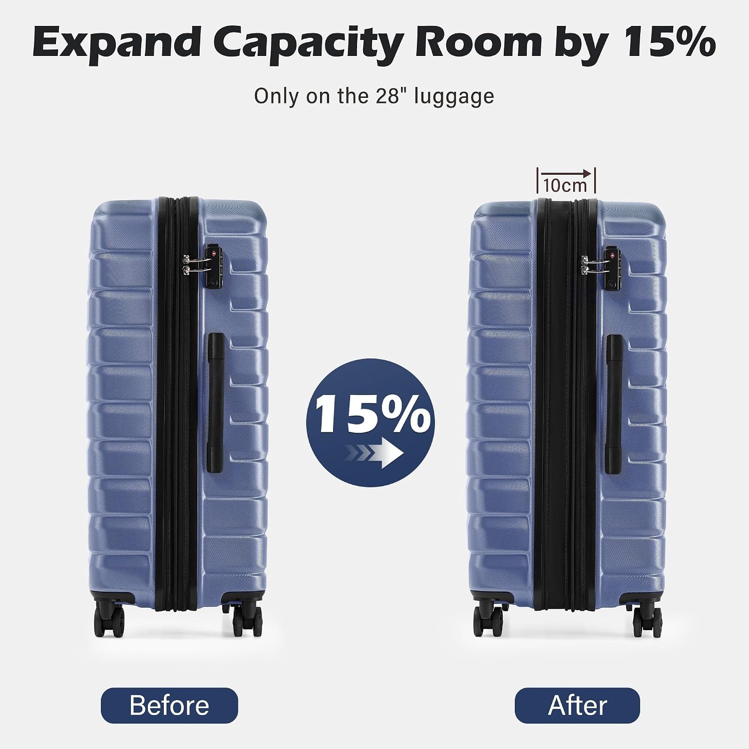 image:imageCoolife Lightweight Luggage with TSA LockMedium Checked Gray Durable Hard Shell Suitcase for Travel360 SmoothRolling Dual Spinner WheelsBlue