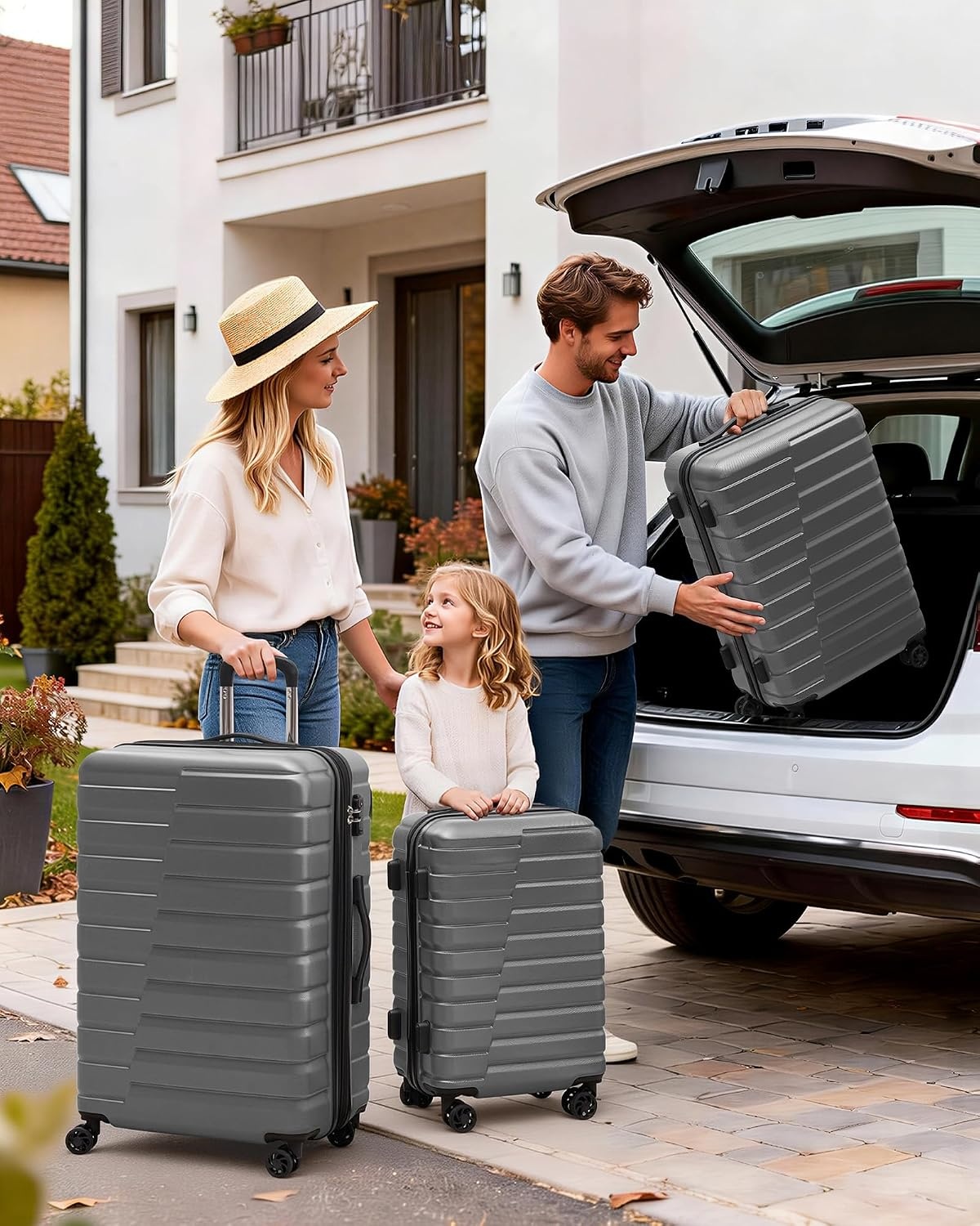 image:imageCoolife Lightweight Luggage with TSA LockMedium Checked Gray Durable Hard Shell Suitcase for Travel360 SmoothRolling Dual Spinner WheelsGray