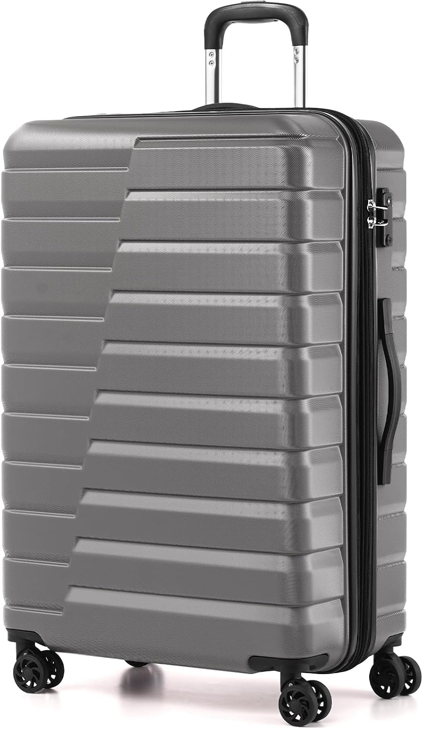 image:imageCoolife Lightweight Luggage with TSA LockMedium Checked Gray Durable Hard Shell Suitcase for Travel360 SmoothRolling Dual Spinner WheelsGray