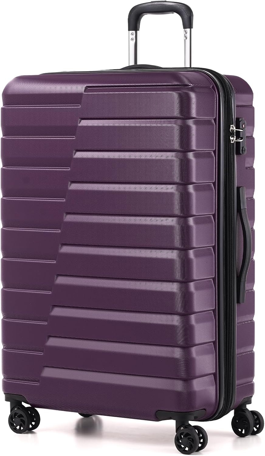 image:imageCoolife Lightweight Luggage with TSA LockMedium Checked Gray Durable Hard Shell Suitcase for Travel360 SmoothRolling Dual Spinner WheelsPurple