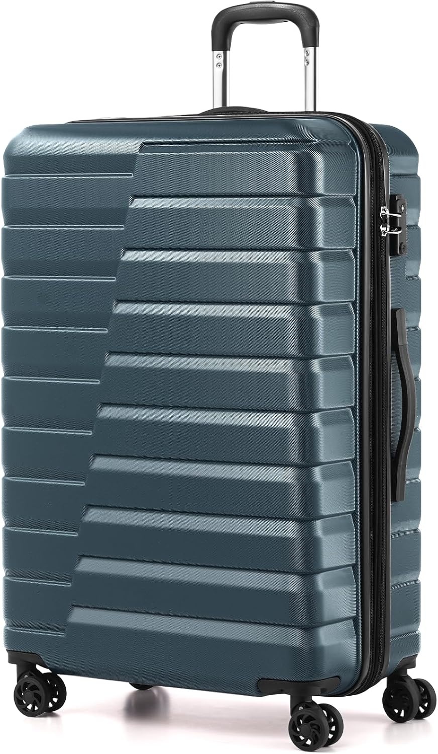 image:imageCoolife Lightweight Luggage with TSA LockMedium Checked Gray Durable Hard Shell Suitcase for Travel360 SmoothRolling Dual Spinner WheelsTeal Blue