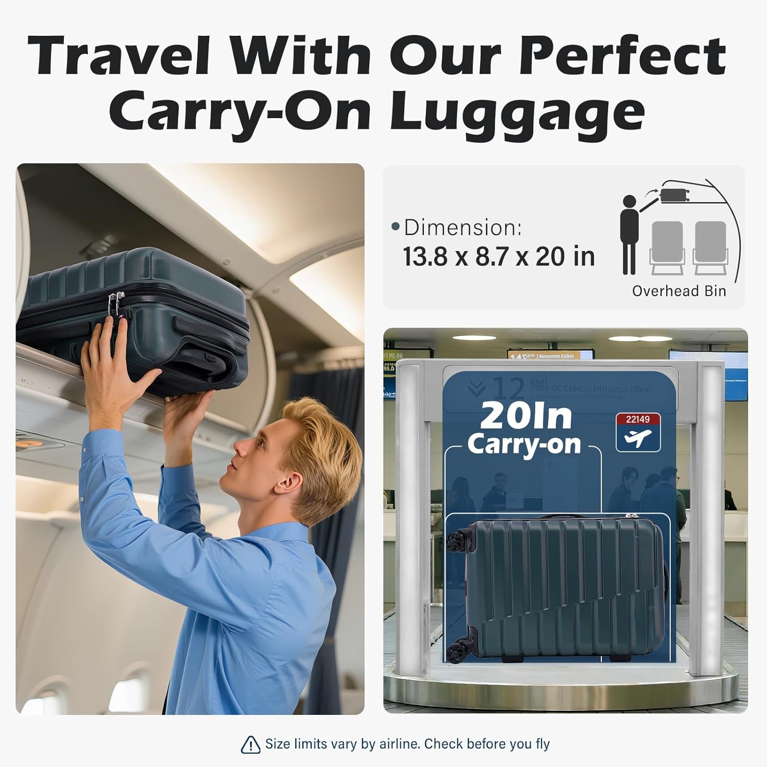 image:imageCoolife Lightweight Luggage with TSA LockMedium Checked Gray Durable Hard Shell Suitcase for Travel360 SmoothRolling Dual Spinner WheelsTeal Blue