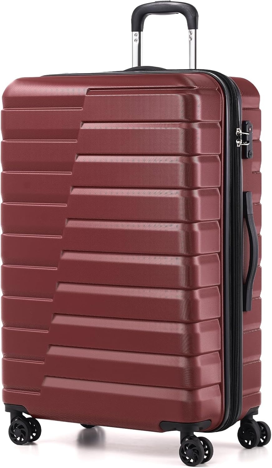 image:imageCoolife Lightweight Luggage with TSA LockMedium Checked Gray Durable Hard Shell Suitcase for Travel360 SmoothRolling Dual Spinner WheelsWine Red