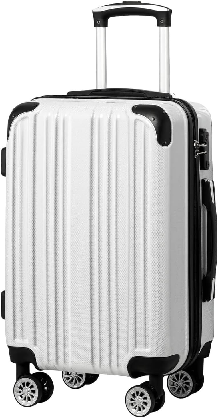 image:imageCoolife Luggage Lightweight and Durable Hardshell 24 in wine wind new Checked Suitcase with PCABS Hardshell 360 Dual Spinner Wheels TSA Lock YKK Zipper and Aluminum Handlewhite grid new