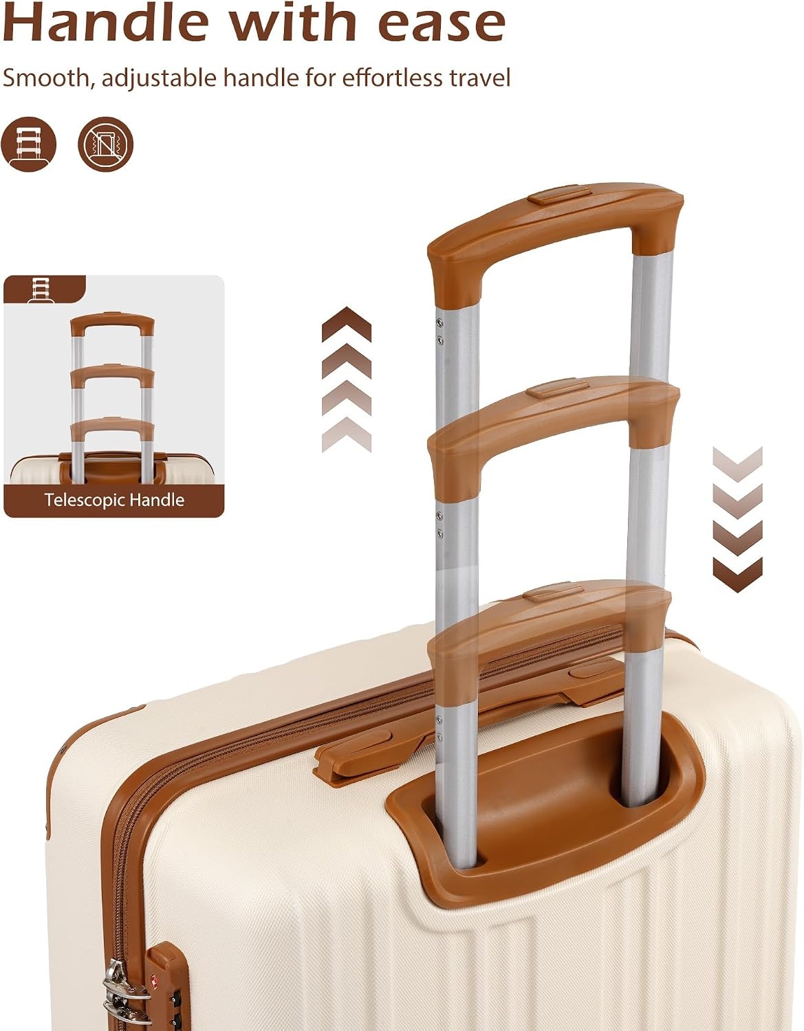 image:imageCoolife Luggage Lightweight and Durable Hardshell 24 in wine wind new Checked Suitcase with PCABS Hardshell 360 Dual Spinner Wheels TSA Lock YKK Zipper and Aluminum Handleapricot white