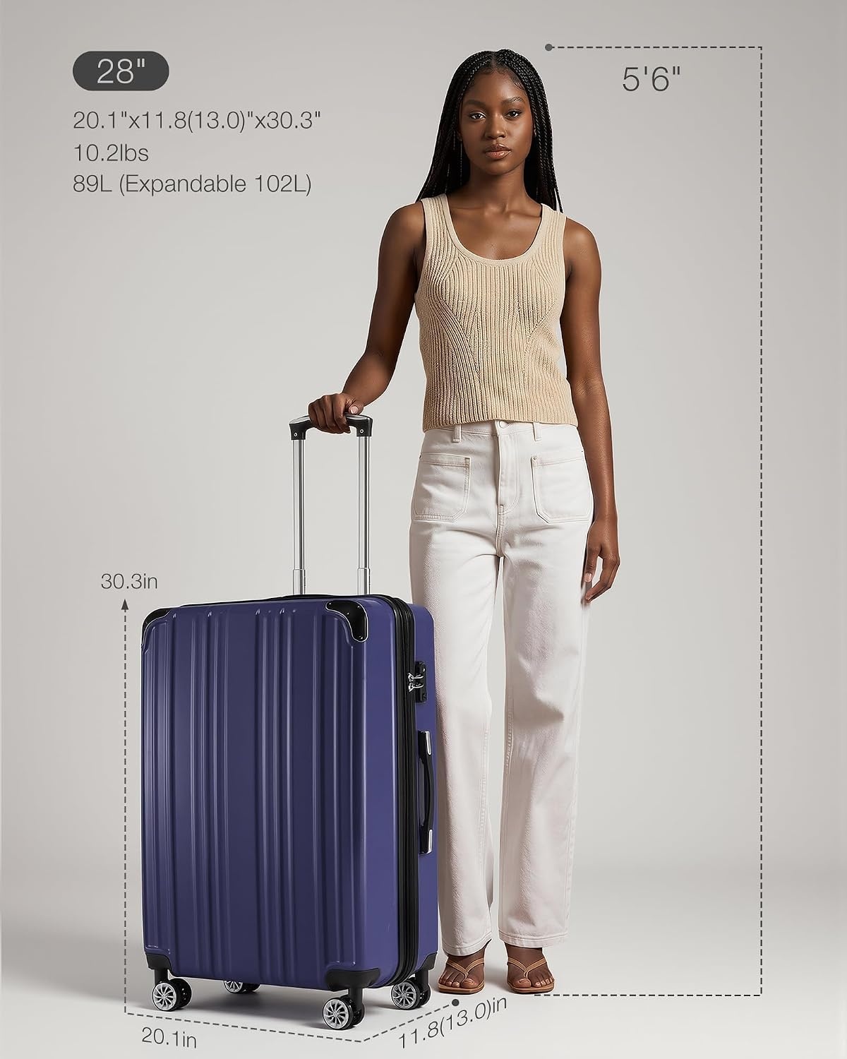 image:imageCoolife Luggage Lightweight and Durable Hardshell 24 in wine wind new Checked Suitcase with PCABS Hardshell 360 Dual Spinner Wheels TSA Lock YKK Zipper and Aluminum Handlenavy new
