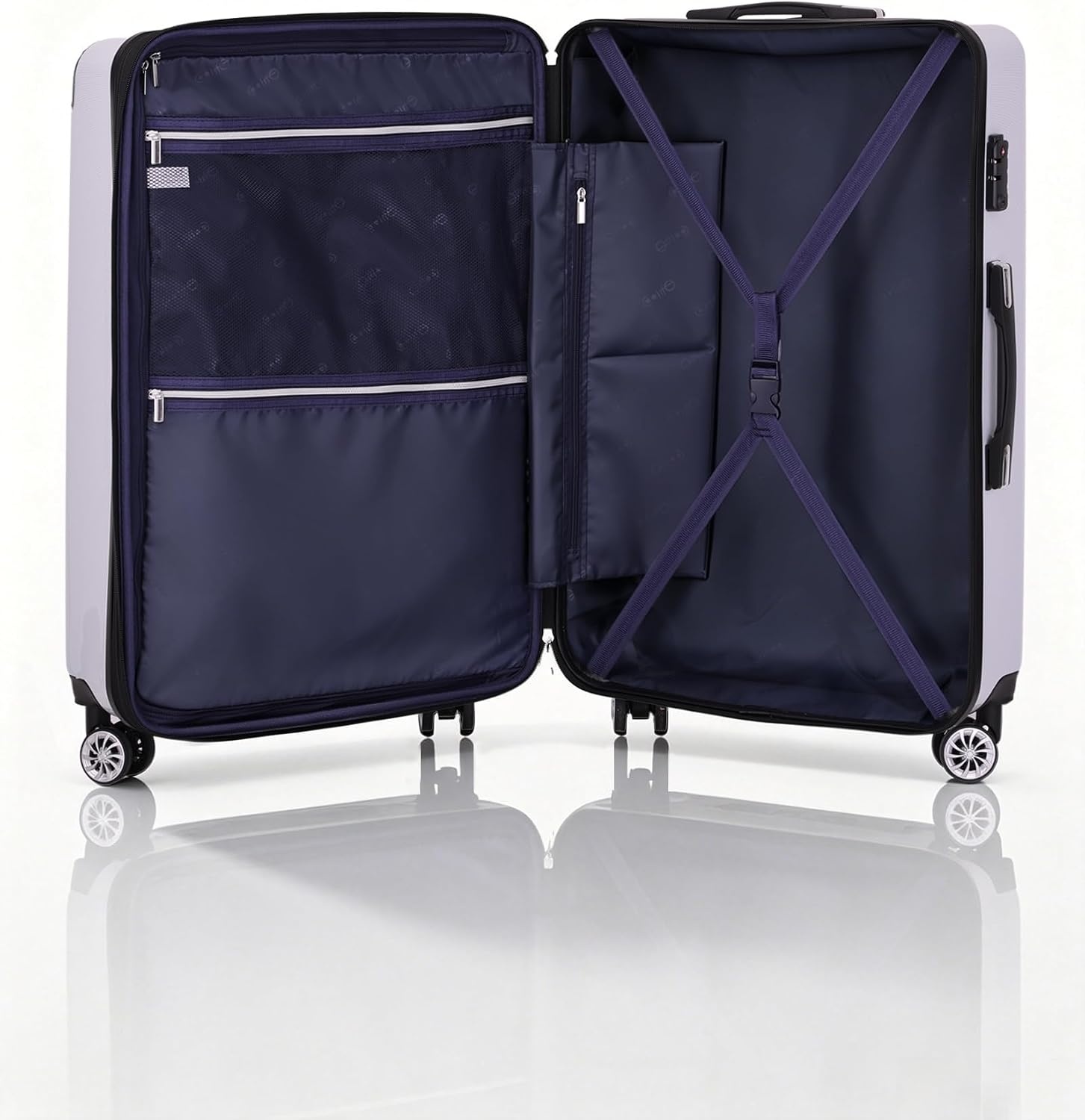image:imageCoolife Luggage Lightweight and Durable Hardshell 24 in wine wind new Checked Suitcase with PCABS Hardshell 360 Dual Spinner Wheels TSA Lock YKK Zipper and Aluminum Handlewhite grid new