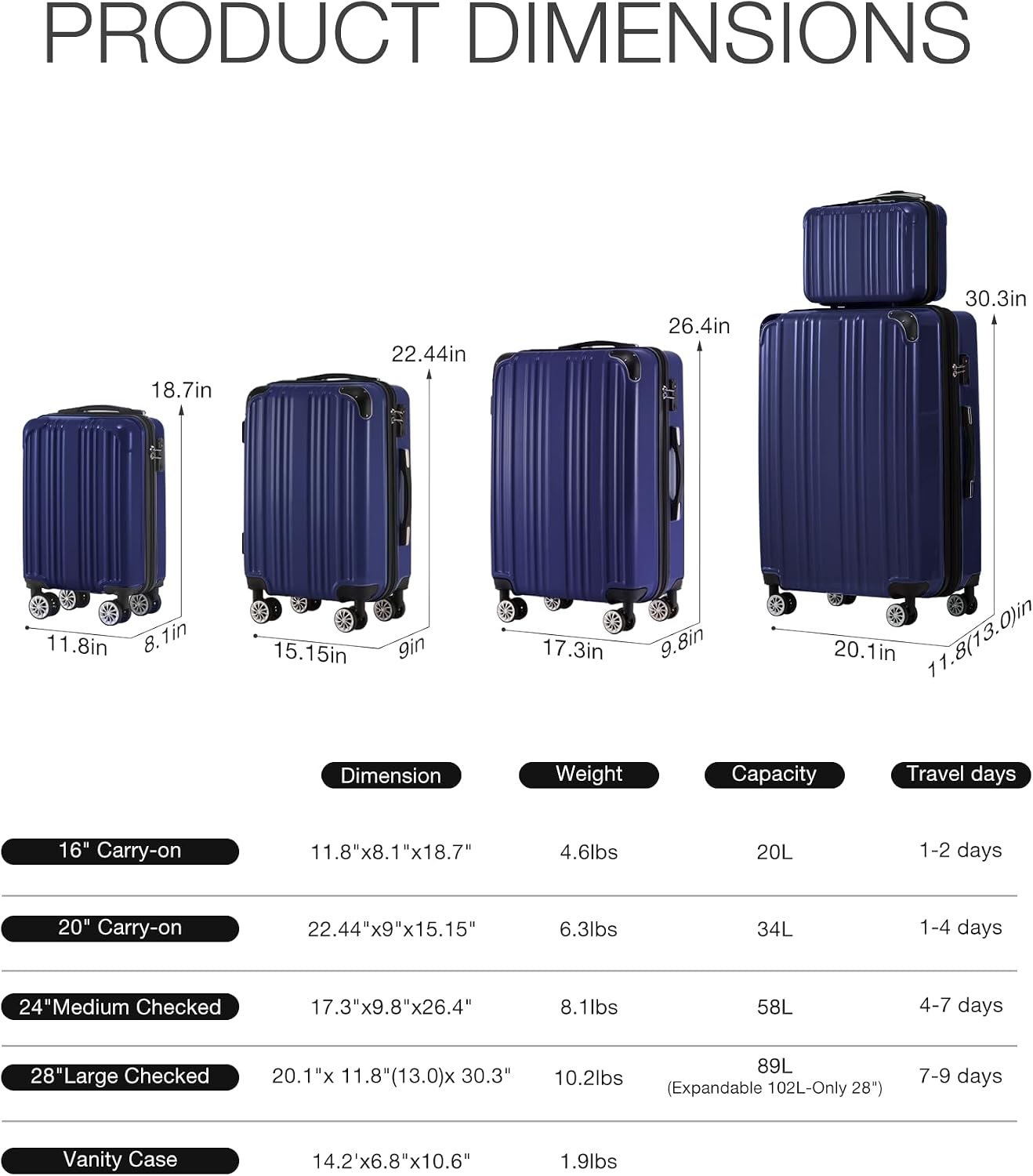 image:imageCoolife Luggage Lightweight and Durable Hardshell 24 in wine wind new Checked Suitcase with PCABS Hardshell 360 Dual Spinner Wheels TSA Lock YKK Zipper and Aluminum Handlenavy new