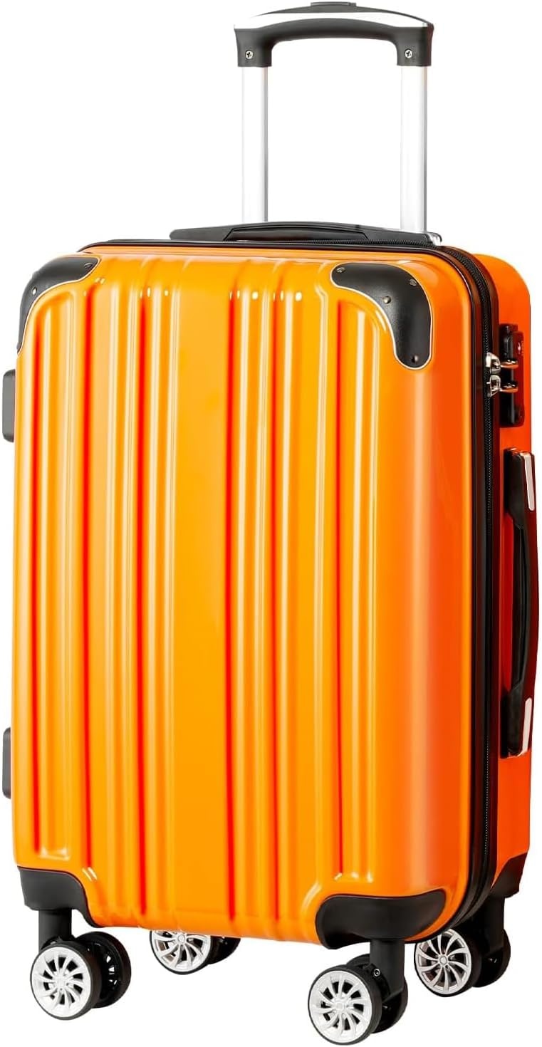 image:imageCoolife Luggage Lightweight and Durable Hardshell 24 in wine wind new Checked Suitcase with PCABS Hardshell 360 Dual Spinner Wheels TSA Lock YKK Zipper and Aluminum Handleorange new