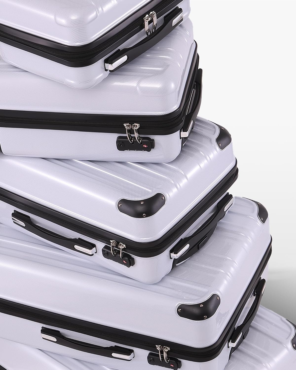 image:imageCoolife Luggage Lightweight and Durable Hardshell 24 in wine wind new Checked Suitcase with PCABS Hardshell 360 Dual Spinner Wheels TSA Lock YKK Zipper and Aluminum Handlewhite grid new