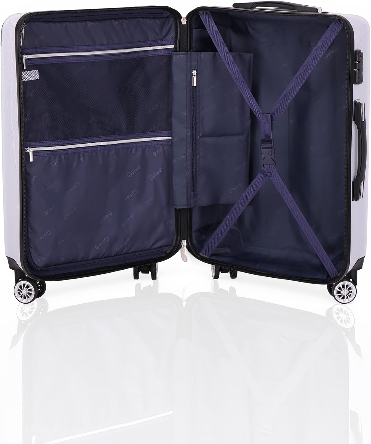 image:imageCoolife Luggage Lightweight and Durable Hardshell 24 in wine wind new Checked Suitcase with PCABS Hardshell 360 Dual Spinner Wheels TSA Lock YKK Zipper and Aluminum Handlewhite grid new
