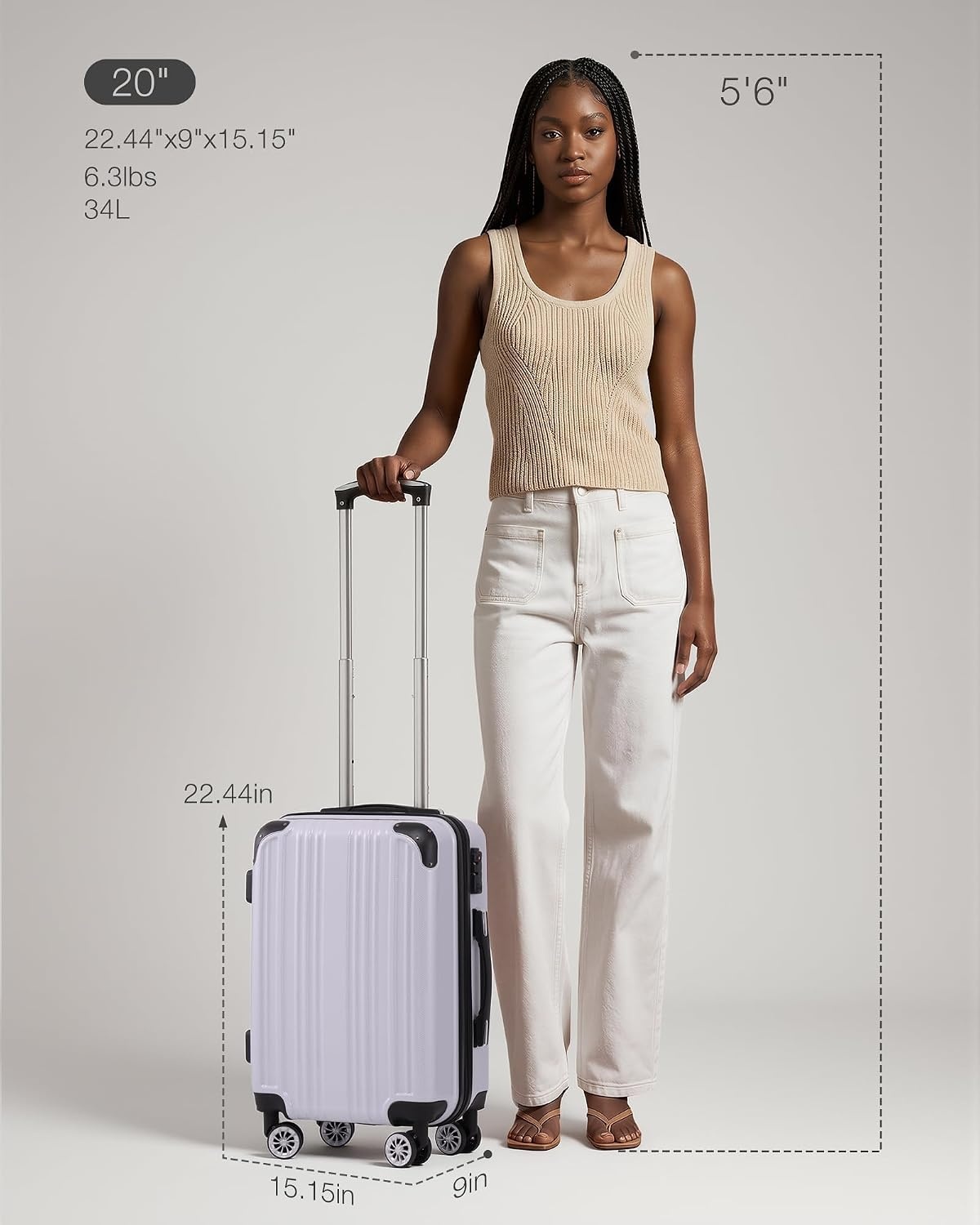 image:imageCoolife Luggage Lightweight and Durable Hardshell 24 in wine wind new Checked Suitcase with PCABS Hardshell 360 Dual Spinner Wheels TSA Lock YKK Zipper and Aluminum Handlewhite grid new