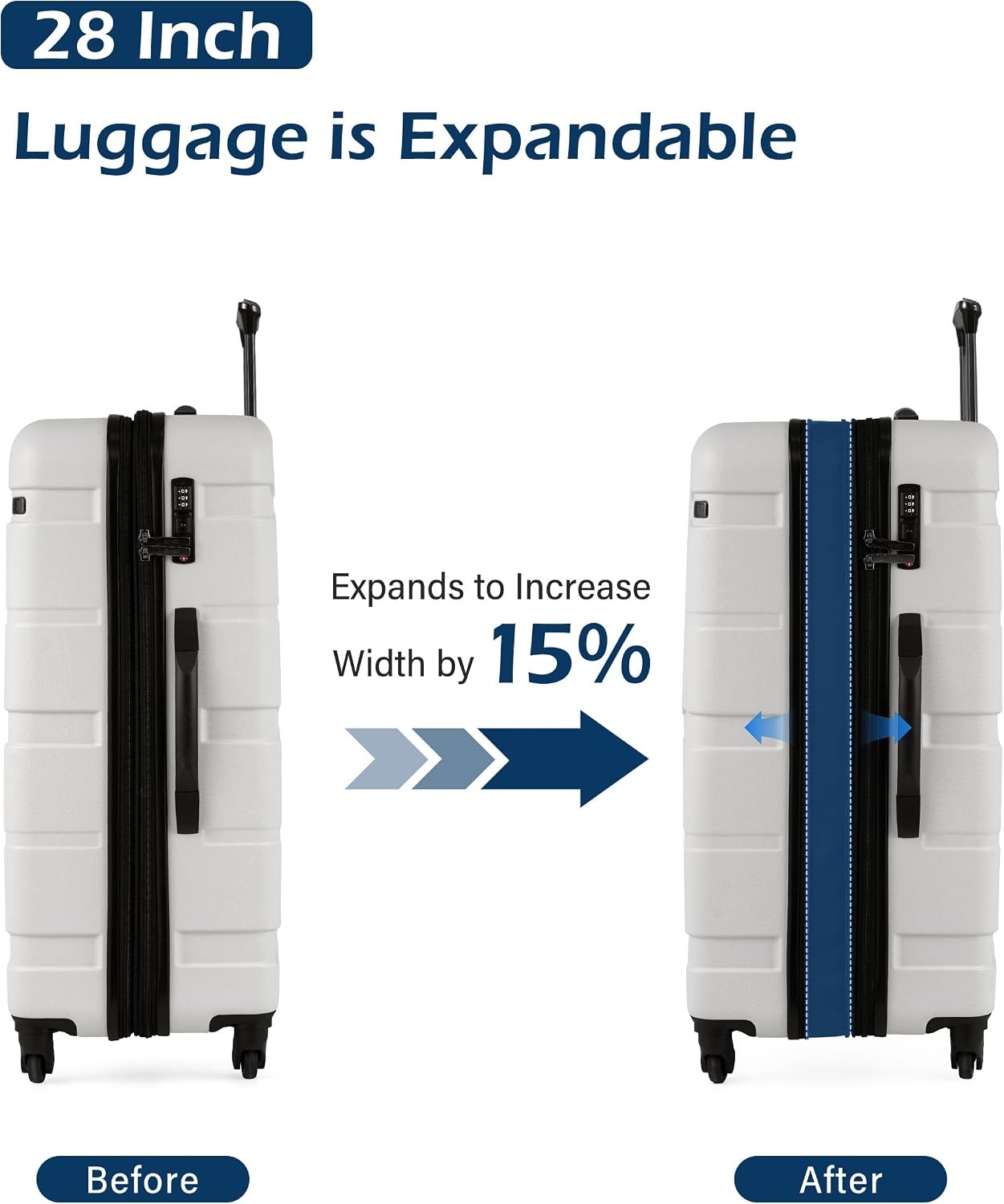 image:imageCoolife Medium Checked Luggage Hardside Suitcase with Spinner Wheels 24in Lightweight ABSPC Rolling Travel Suitcase with TSA Lock Spinner Wheels Durable Zipper CharcoalWhite