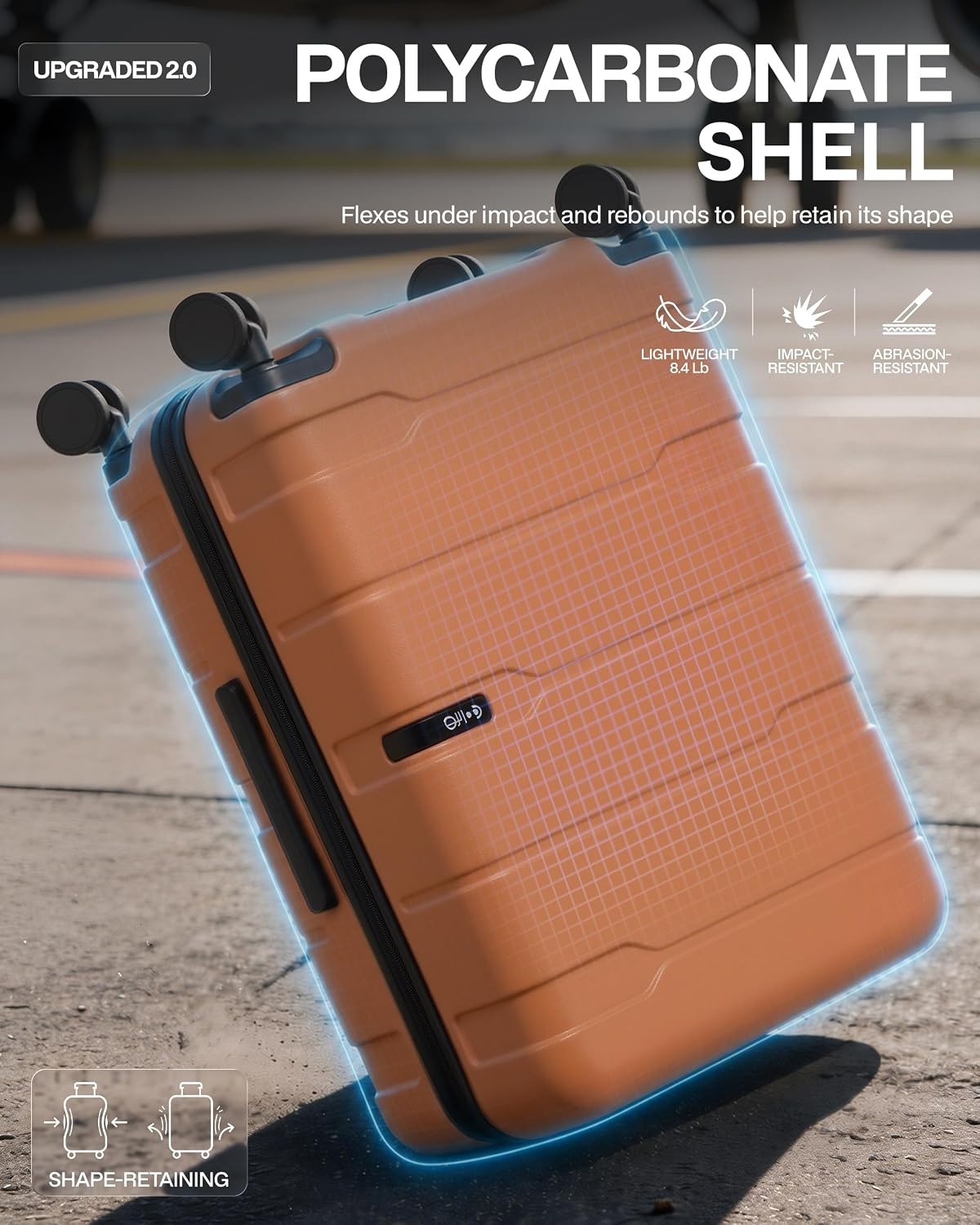 image:imageCoolife Medium Checked Luggage Hardside Suitcase with Spinner Wheels 24in Lightweight ABSPC Rolling Travel Suitcase with TSA Lock Spinner Wheels Durable Zipper CharcoalHaze Mandarin20
