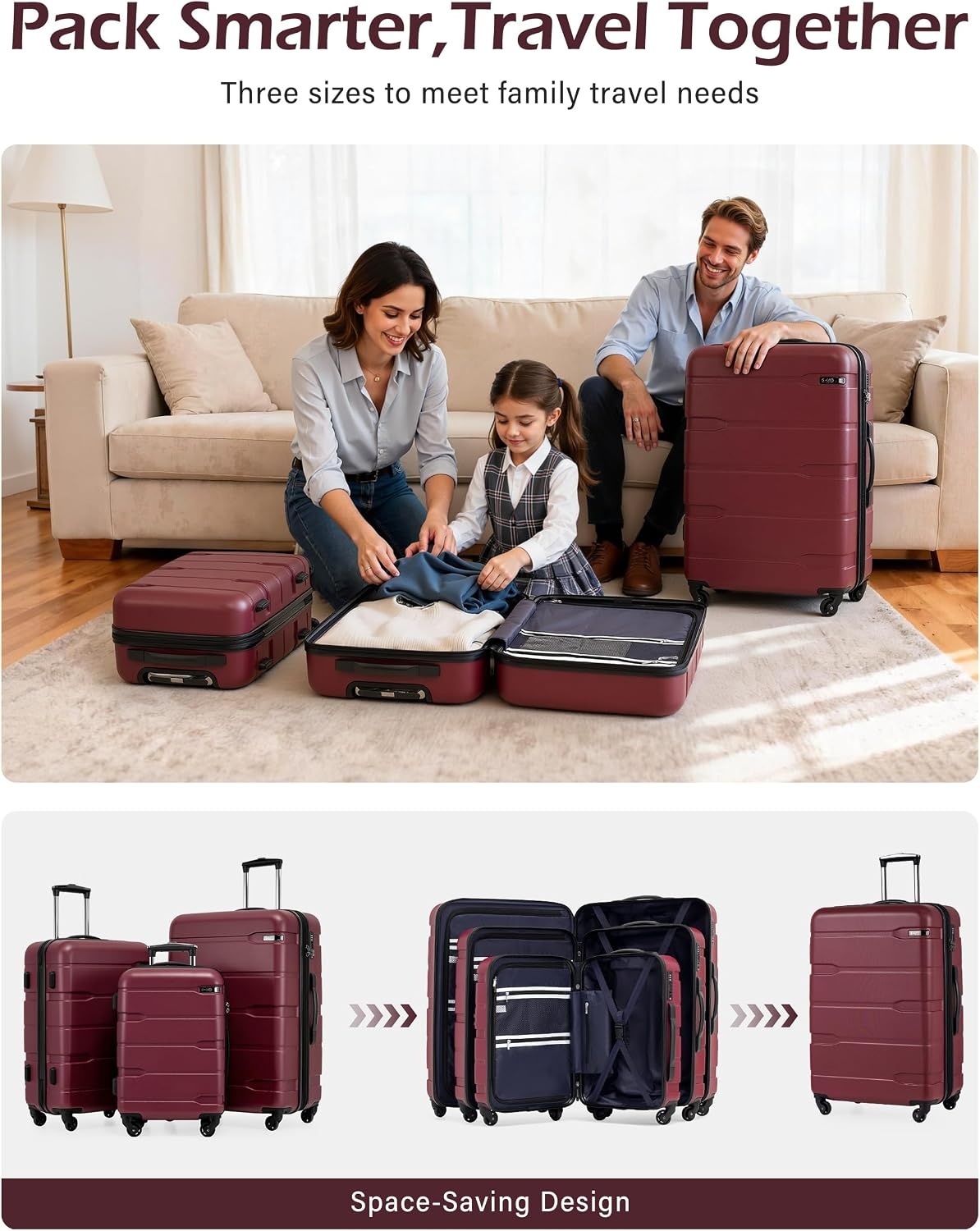 image:imageCoolife Medium Checked Luggage Hardside Suitcase with Spinner Wheels 24in Lightweight ABSPC Rolling Travel Suitcase with TSA Lock Spinner Wheels Durable Zipper CharcoalRadiant Pink