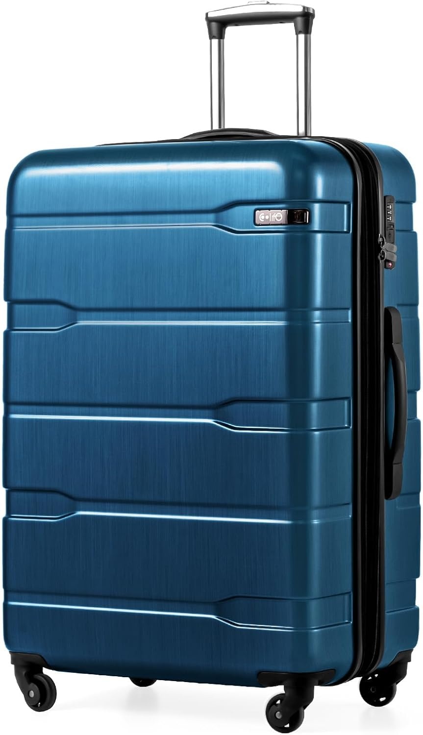 image:imageCoolife Medium Checked Luggage Hardside Suitcase with Spinner Wheels 24in Lightweight ABSPC Rolling Travel Suitcase with TSA Lock Spinner Wheels Durable Zipper CharcoalCaribbean Blue
