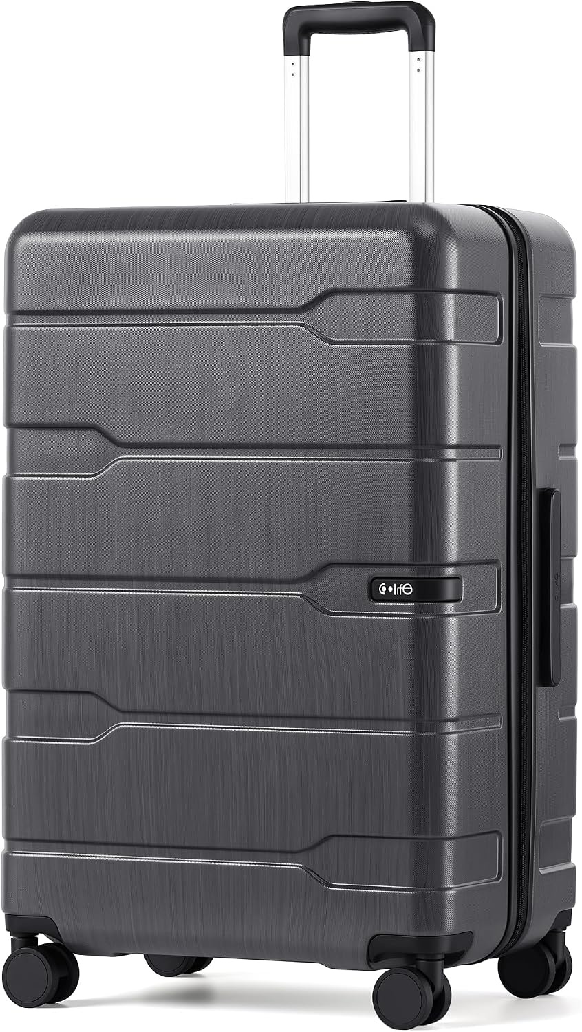 image:imageCoolife Medium Checked Luggage Hardside Suitcase with Spinner Wheels 24in Lightweight ABSPC Rolling Travel Suitcase with TSA Lock Spinner Wheels Durable Zipper CharcoalCharcoalNew20