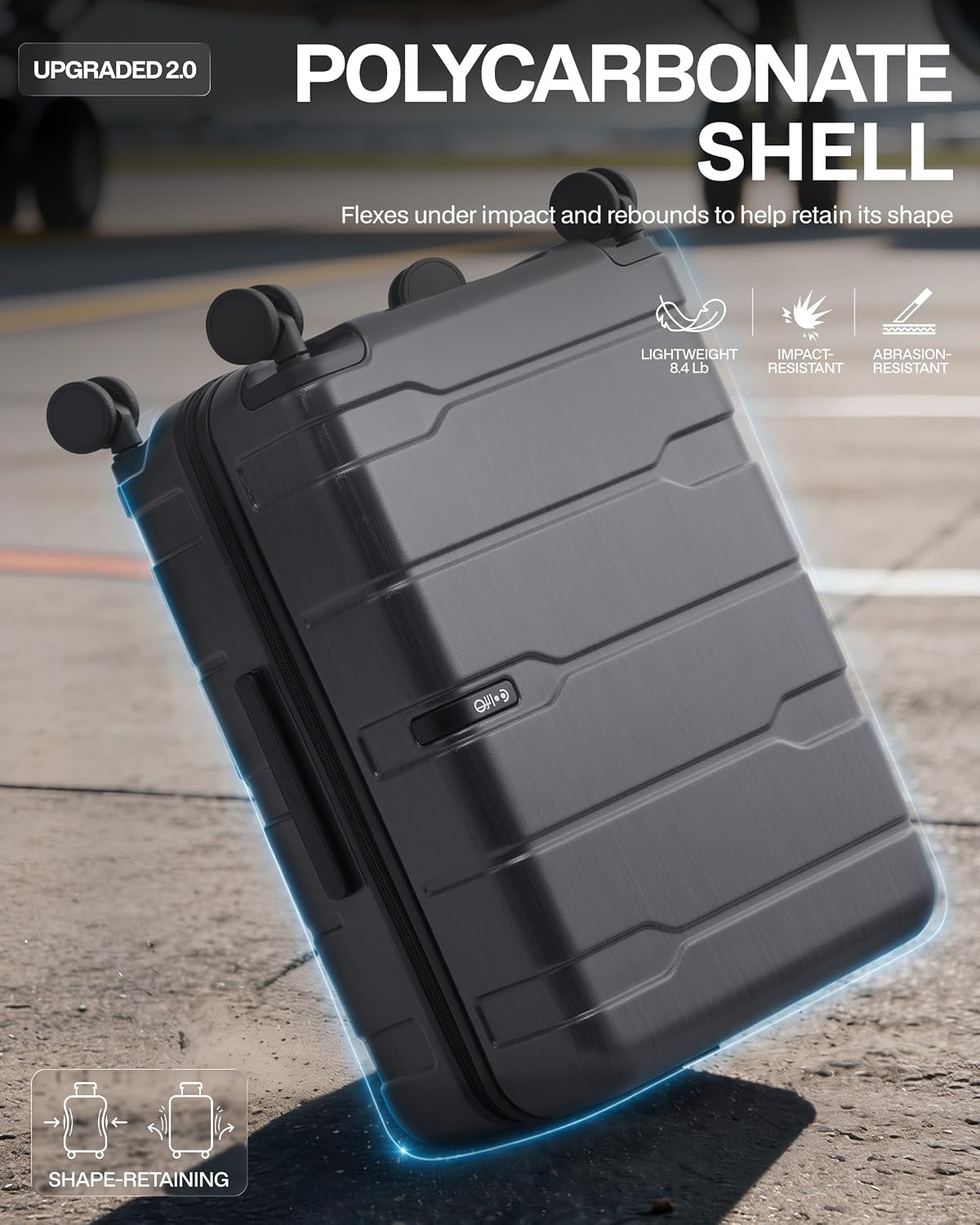 image:imageCoolife Medium Checked Luggage Hardside Suitcase with Spinner Wheels 24in Lightweight ABSPC Rolling Travel Suitcase with TSA Lock Spinner Wheels Durable Zipper CharcoalCharcoalNew20