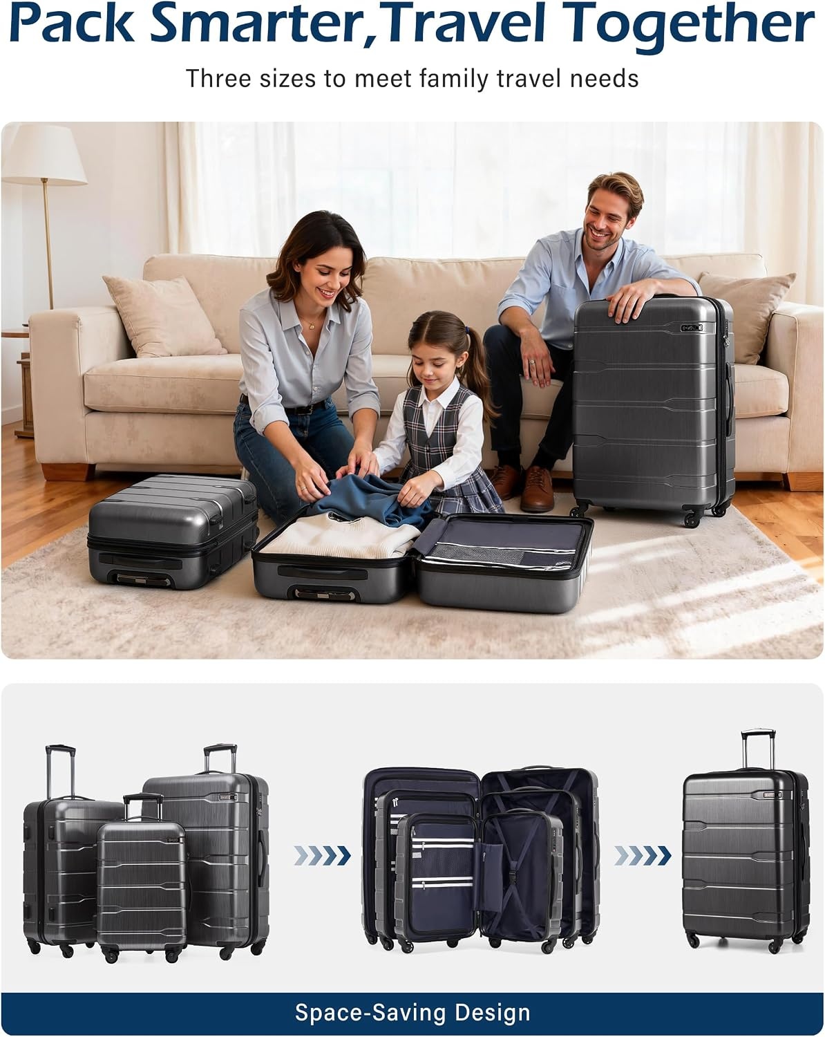 image:imageCoolife Medium Checked Luggage Hardside Suitcase with Spinner Wheels 24in Lightweight ABSPC Rolling Travel Suitcase with TSA Lock Spinner Wheels Durable Zipper CharcoalCharcoal