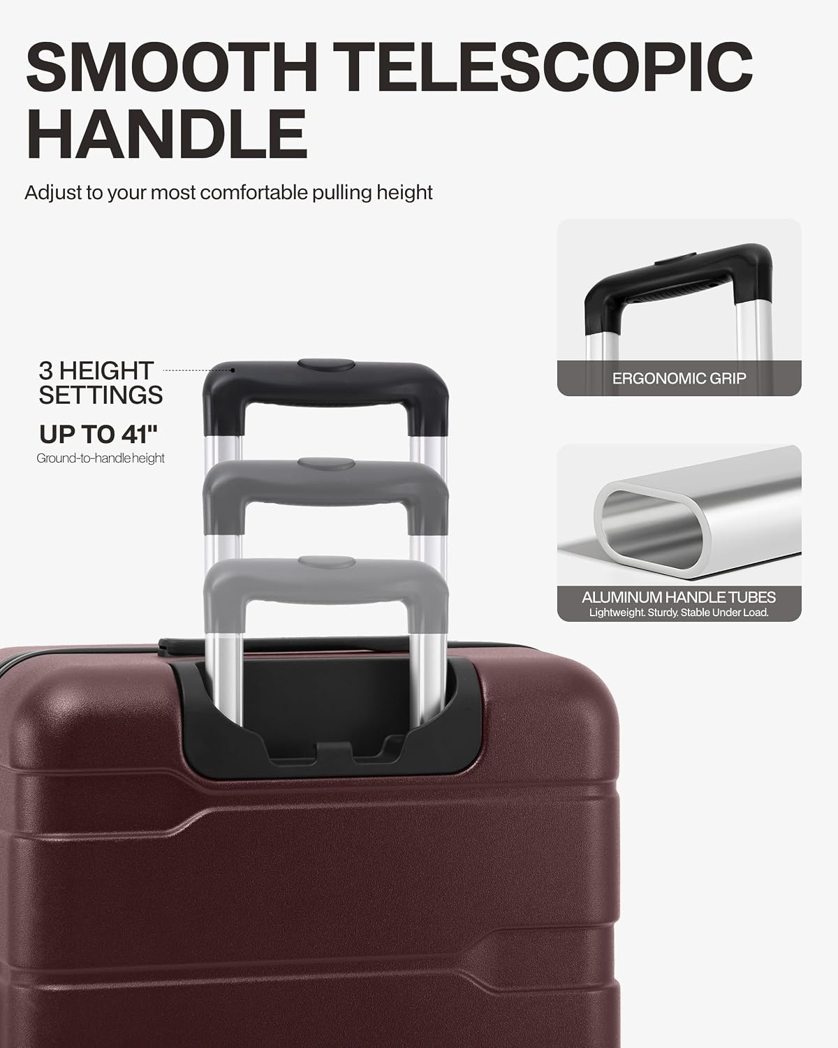 image:imageCoolife Medium Checked Luggage Hardside Suitcase with Spinner Wheels 24in Lightweight ABSPC Rolling Travel Suitcase with TSA Lock Spinner Wheels Durable Zipper CharcoalWine Red20