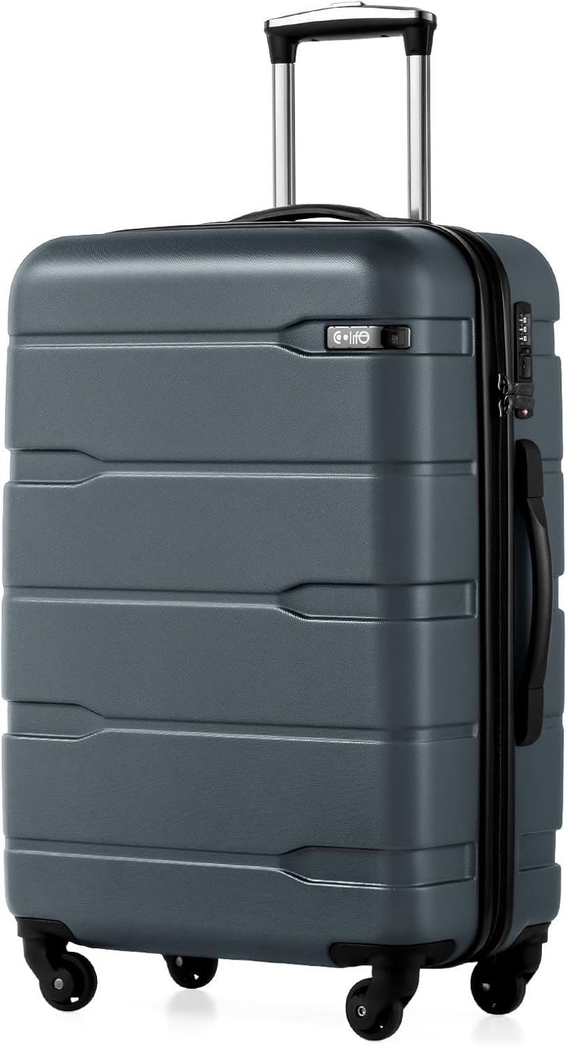 image:imageCoolife Medium Checked Luggage Hardside Suitcase with Spinner Wheels 24in Lightweight ABSPC Rolling Travel Suitcase with TSA Lock Spinner Wheels Durable Zipper CharcoalTeal