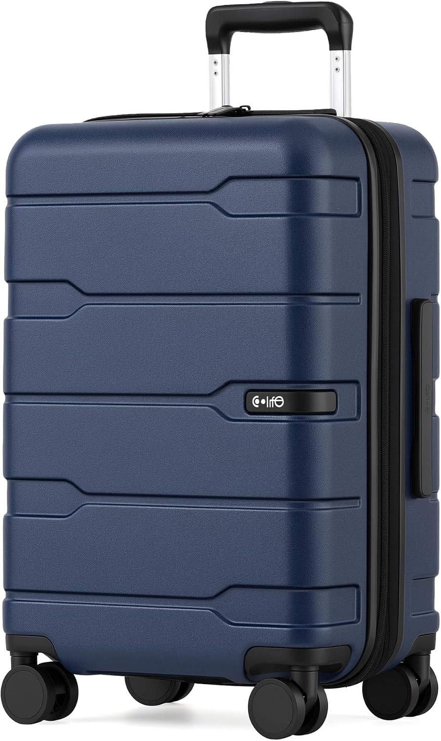 image:imageCoolife Medium Checked Luggage Hardside Suitcase with Spinner Wheels 24in Lightweight ABSPC Rolling Travel Suitcase with TSA Lock Spinner Wheels Durable Zipper CharcoalInk Navy20