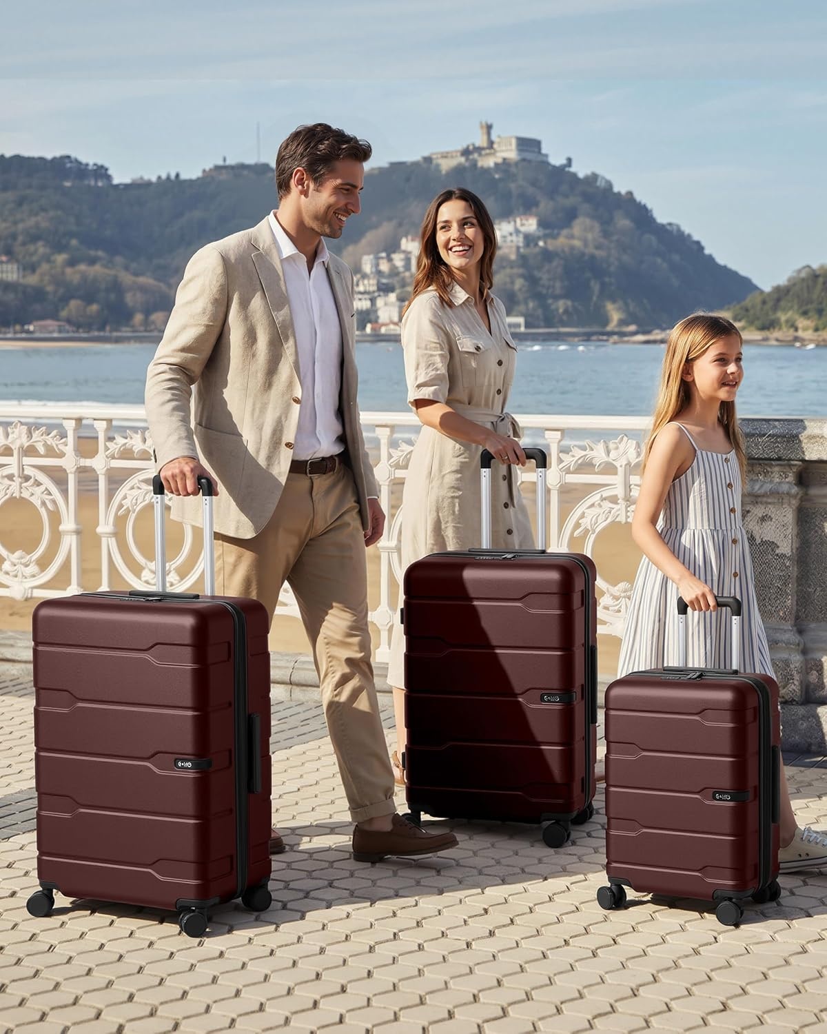 image:imageCoolife Medium Checked Luggage Hardside Suitcase with Spinner Wheels 24in Lightweight ABSPC Rolling Travel Suitcase with TSA Lock Spinner Wheels Durable Zipper CharcoalWine Red20