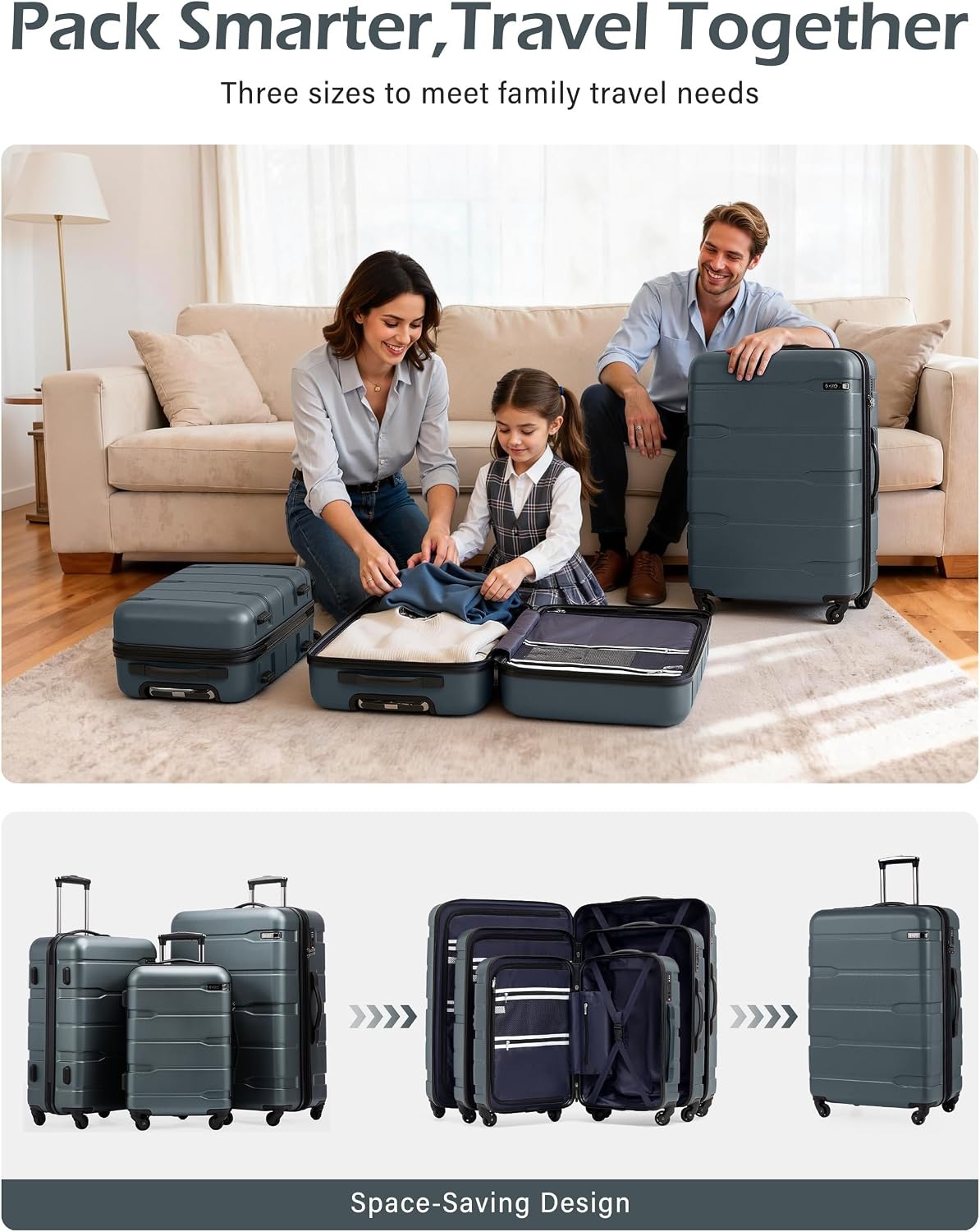 image:imageCoolife Medium Checked Luggage Hardside Suitcase with Spinner Wheels 24in Lightweight ABSPC Rolling Travel Suitcase with TSA Lock Spinner Wheels Durable Zipper CharcoalTeal