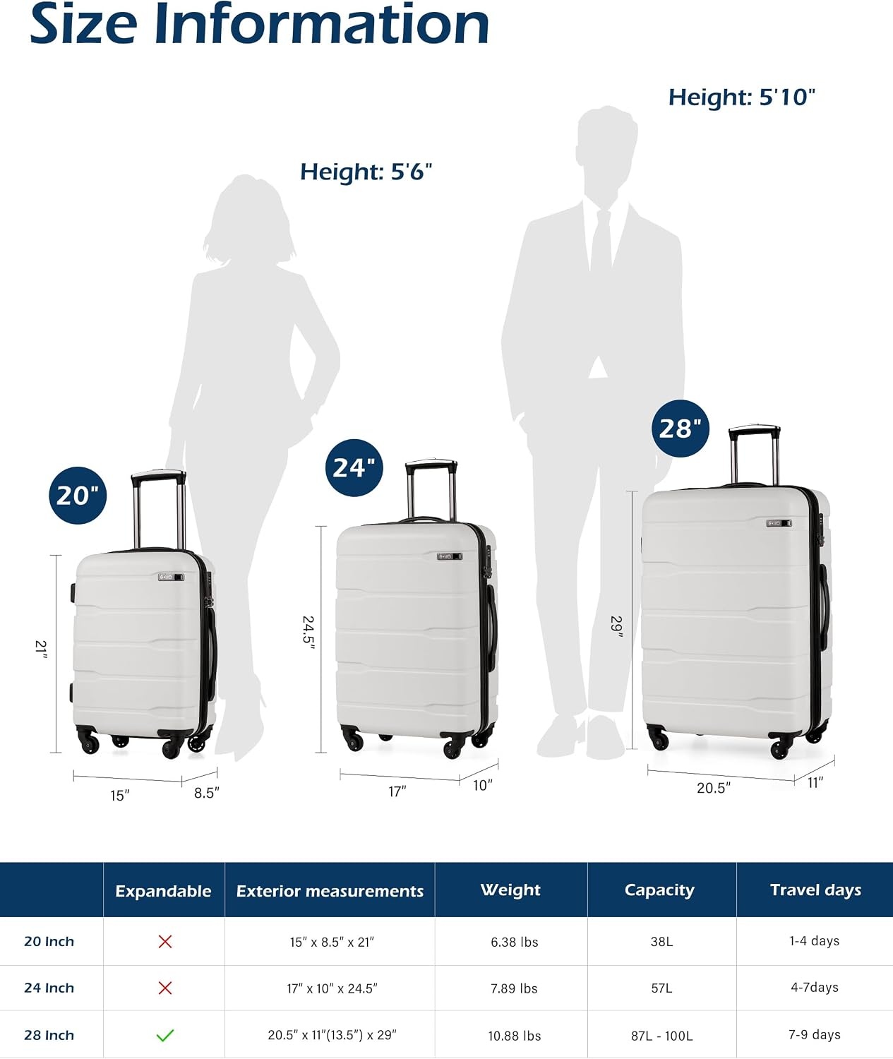 image:imageCoolife Medium Checked Luggage Hardside Suitcase with Spinner Wheels 24in Lightweight ABSPC Rolling Travel Suitcase with TSA Lock Spinner Wheels Durable Zipper CharcoalWhite