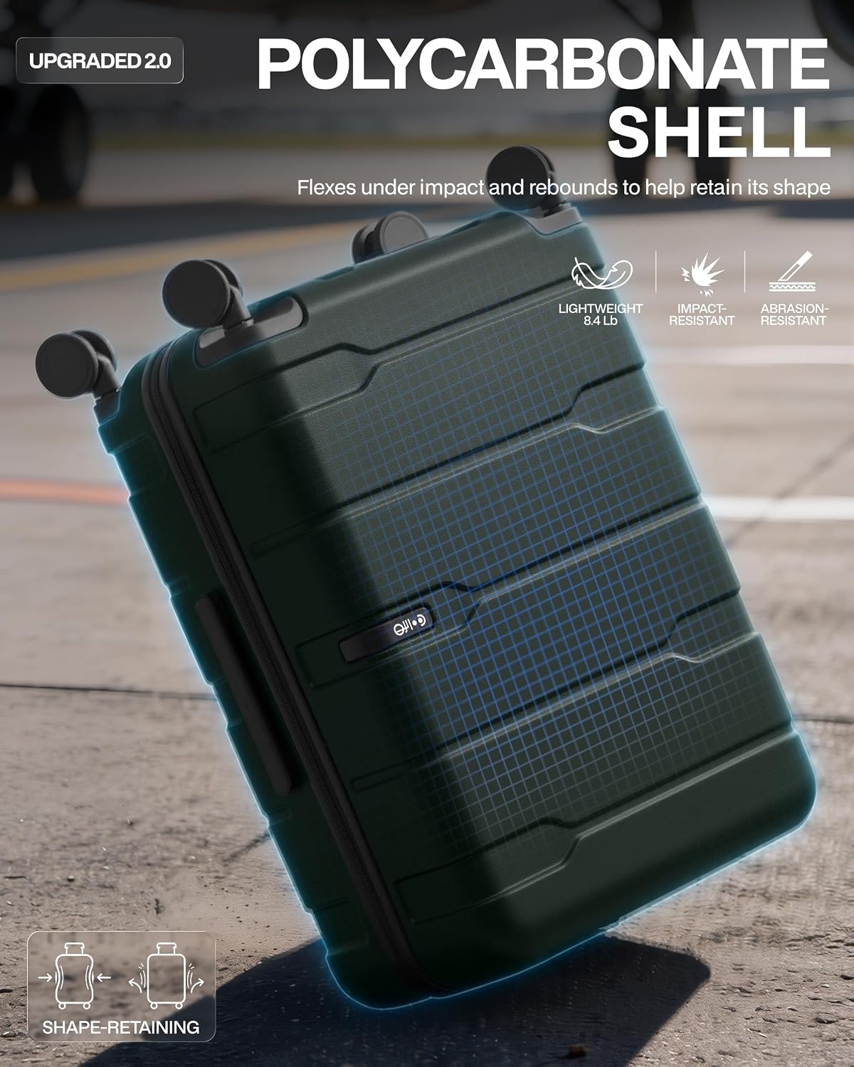 image:imageCoolife Medium Checked Luggage Hardside Suitcase with Spinner Wheels 24in Lightweight ABSPC Rolling Travel Suitcase with TSA Lock Spinner Wheels Durable Zipper CharcoalVintage Olive20