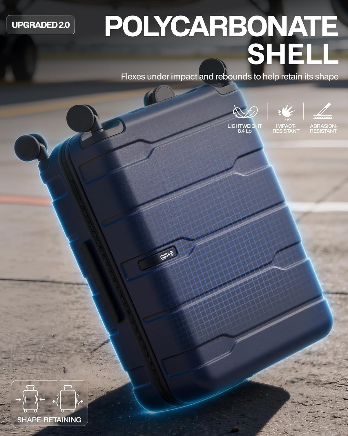 image:imageCoolife Medium Checked Luggage Hardside Suitcase with Spinner Wheels 24in Lightweight ABSPC Rolling Travel Suitcase with TSA Lock Spinner Wheels Durable Zipper CharcoalInk Navy20