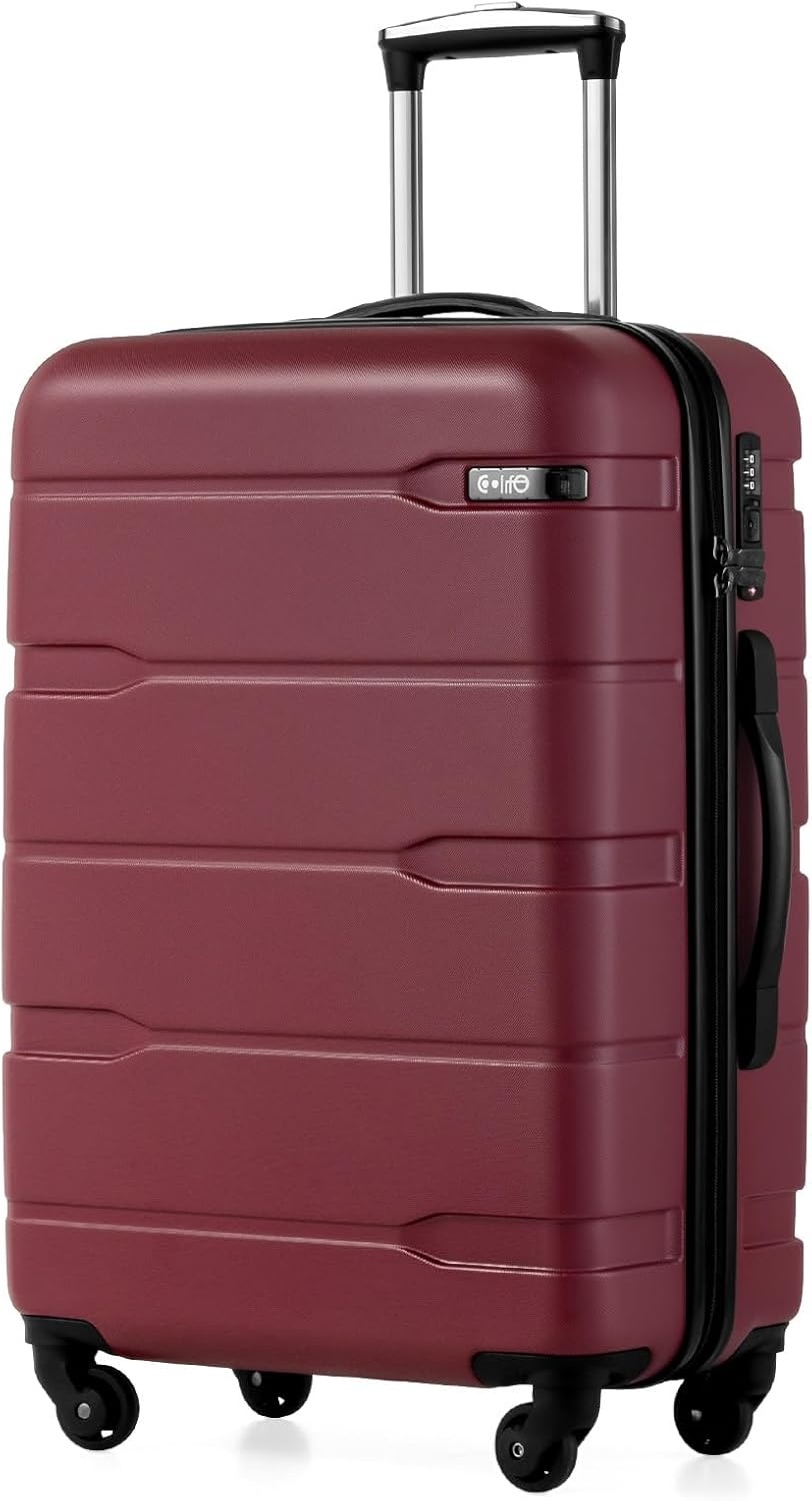 image:imageCoolife Medium Checked Luggage Hardside Suitcase with Spinner Wheels 24in Lightweight ABSPC Rolling Travel Suitcase with TSA Lock Spinner Wheels Durable Zipper CharcoalRadiant Pink