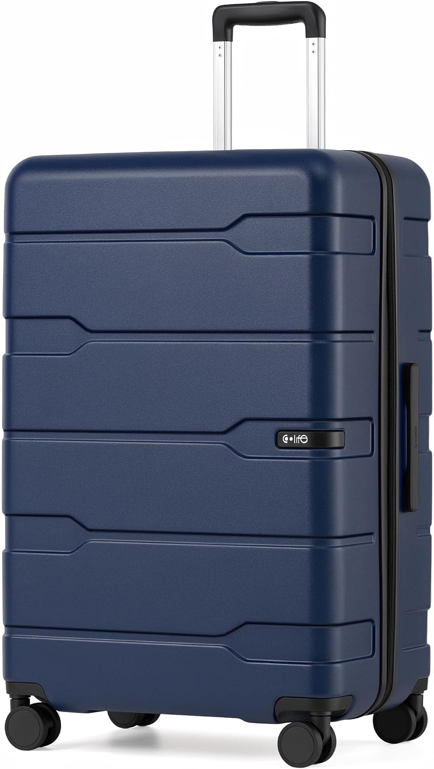 image:imageCoolife Medium Checked Luggage Hardside Suitcase with Spinner Wheels 24in Lightweight ABSPC Rolling Travel Suitcase with TSA Lock Spinner Wheels Durable Zipper CharcoalInk Navy20