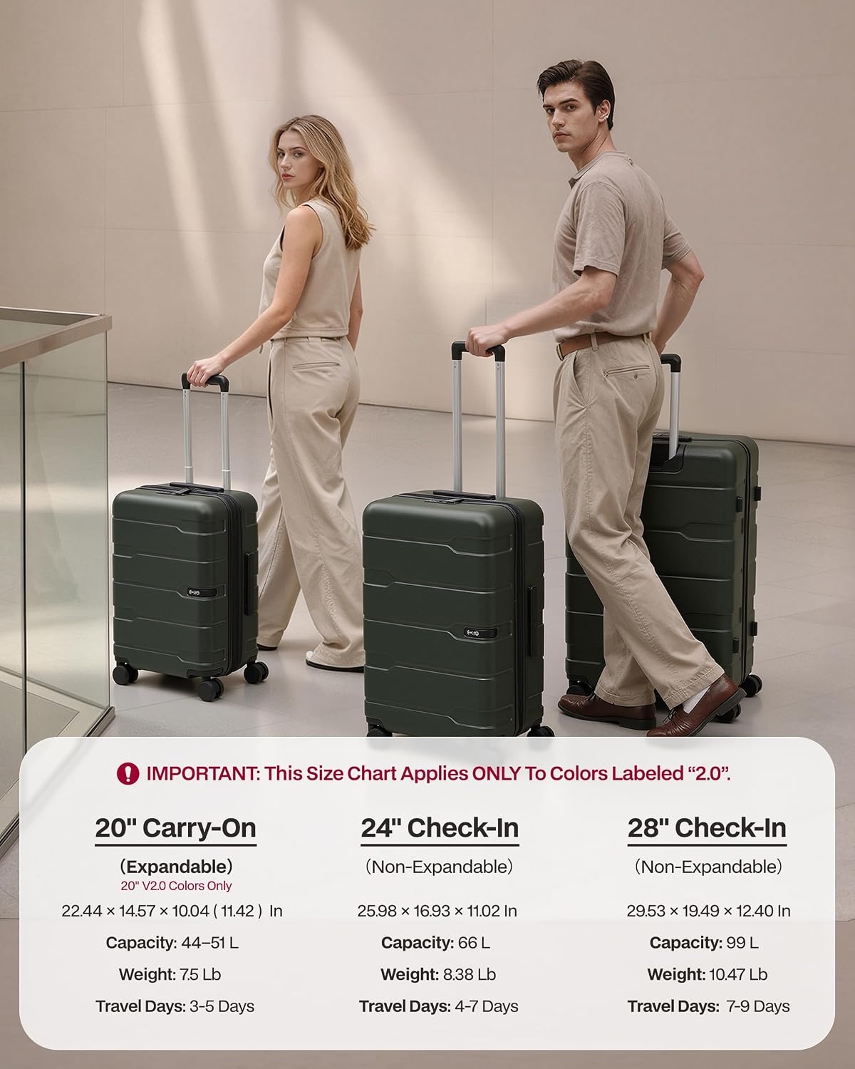 image:imageCoolife Medium Checked Luggage Hardside Suitcase with Spinner Wheels 24in Lightweight ABSPC Rolling Travel Suitcase with TSA Lock Spinner Wheels Durable Zipper CharcoalVintage Olive20