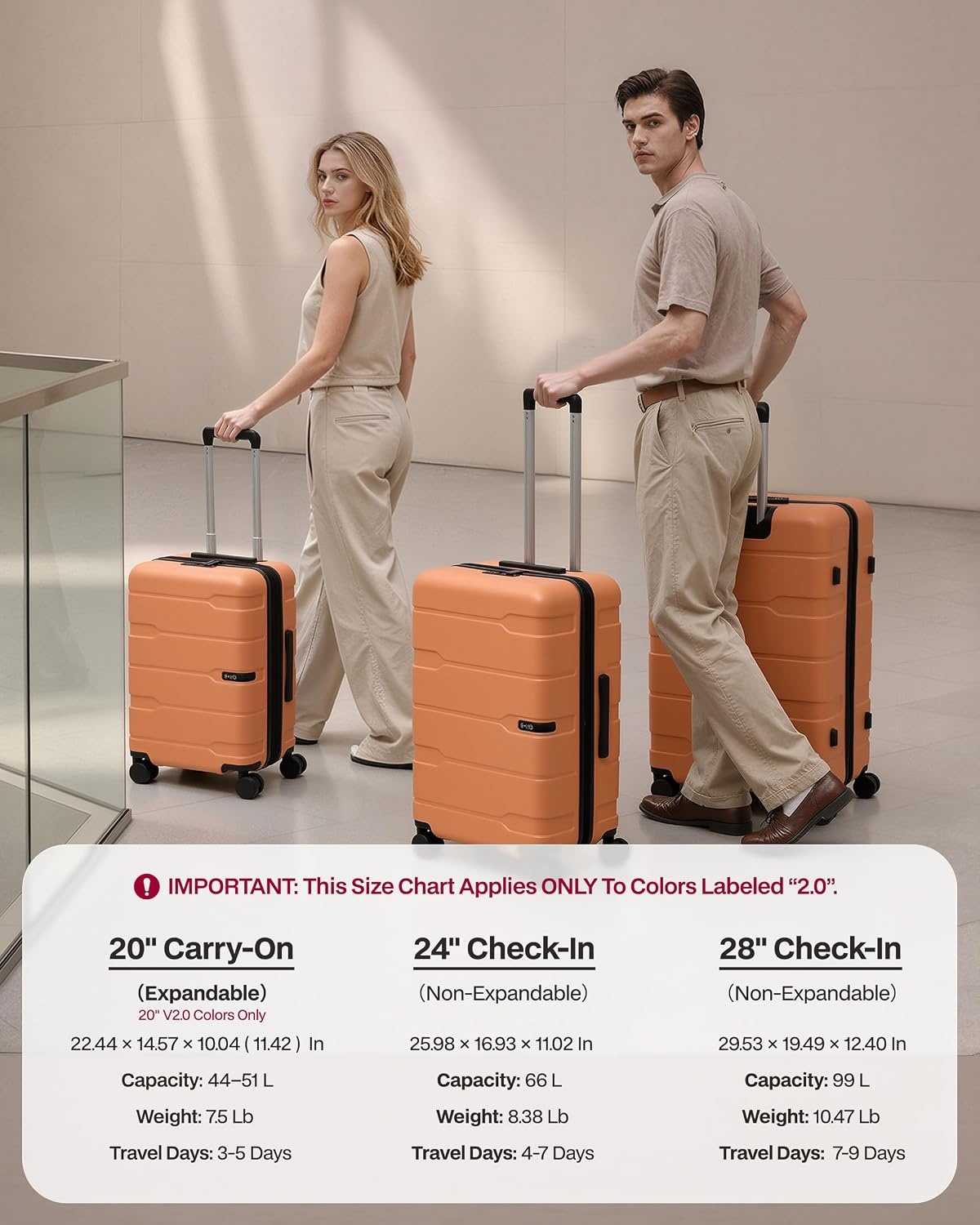 image:imageCoolife Medium Checked Luggage Hardside Suitcase with Spinner Wheels 24in Lightweight ABSPC Rolling Travel Suitcase with TSA Lock Spinner Wheels Durable Zipper CharcoalHaze Mandarin20