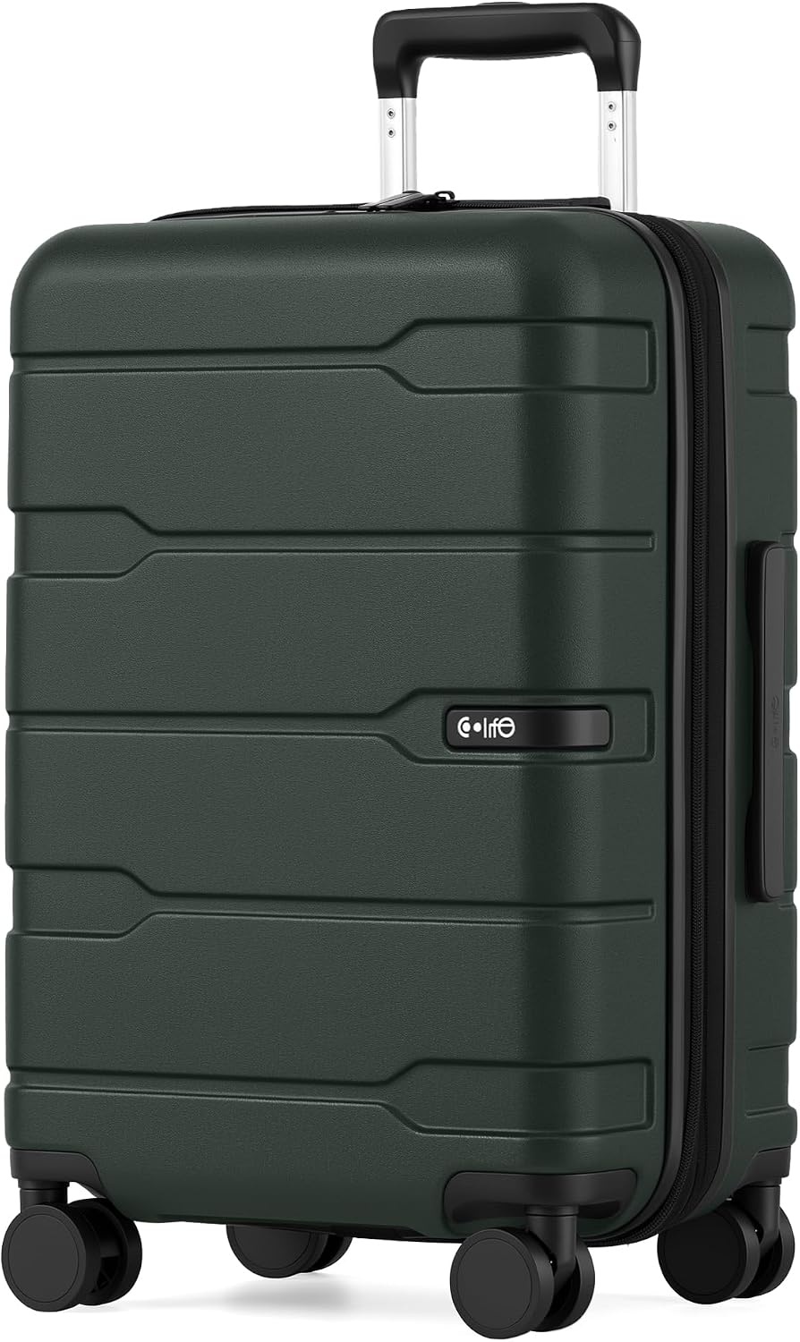 image:imageCoolife Medium Checked Luggage Hardside Suitcase with Spinner Wheels 24in Lightweight ABSPC Rolling Travel Suitcase with TSA Lock Spinner Wheels Durable Zipper CharcoalVintage Olive20