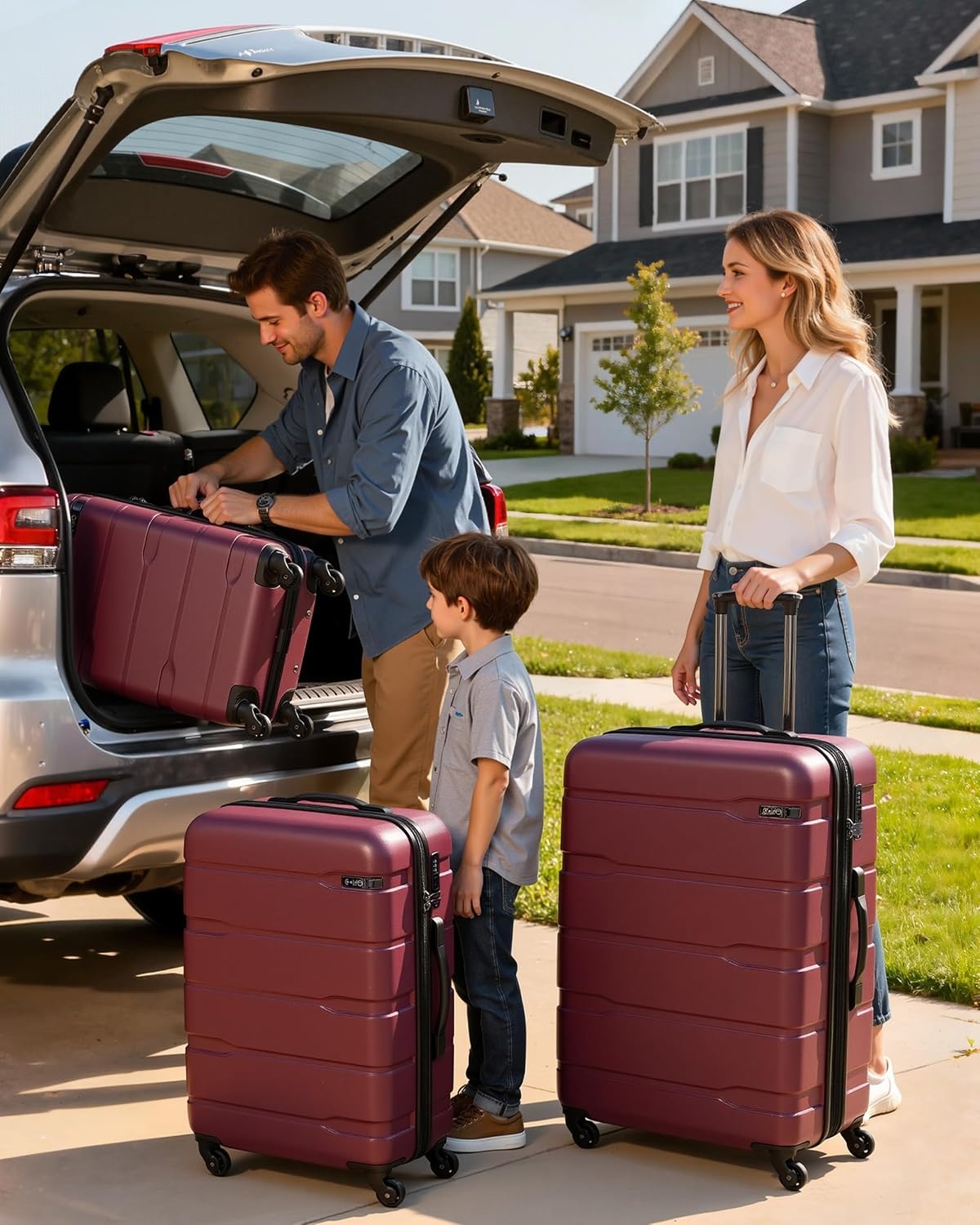 image:imageCoolife Medium Checked Luggage Hardside Suitcase with Spinner Wheels 24in Lightweight ABSPC Rolling Travel Suitcase with TSA Lock Spinner Wheels Durable Zipper CharcoalRadiant Pink
