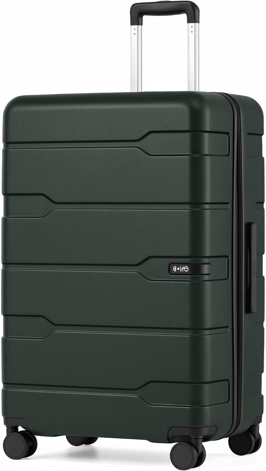 image:imageCoolife Medium Checked Luggage Hardside Suitcase with Spinner Wheels 24in Lightweight ABSPC Rolling Travel Suitcase with TSA Lock Spinner Wheels Durable Zipper CharcoalVintage Olive20