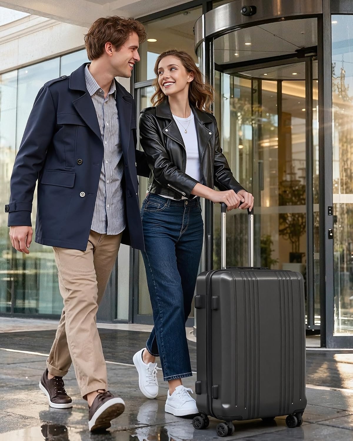 image:imageCoolife PCABS Hardshell Luggage TSA Lock Spinner Wheels 24in Checked PCABS hardshell scratchresistant 360 silent spinner wheels YKK zippers TSA lock aluminum handleice blue