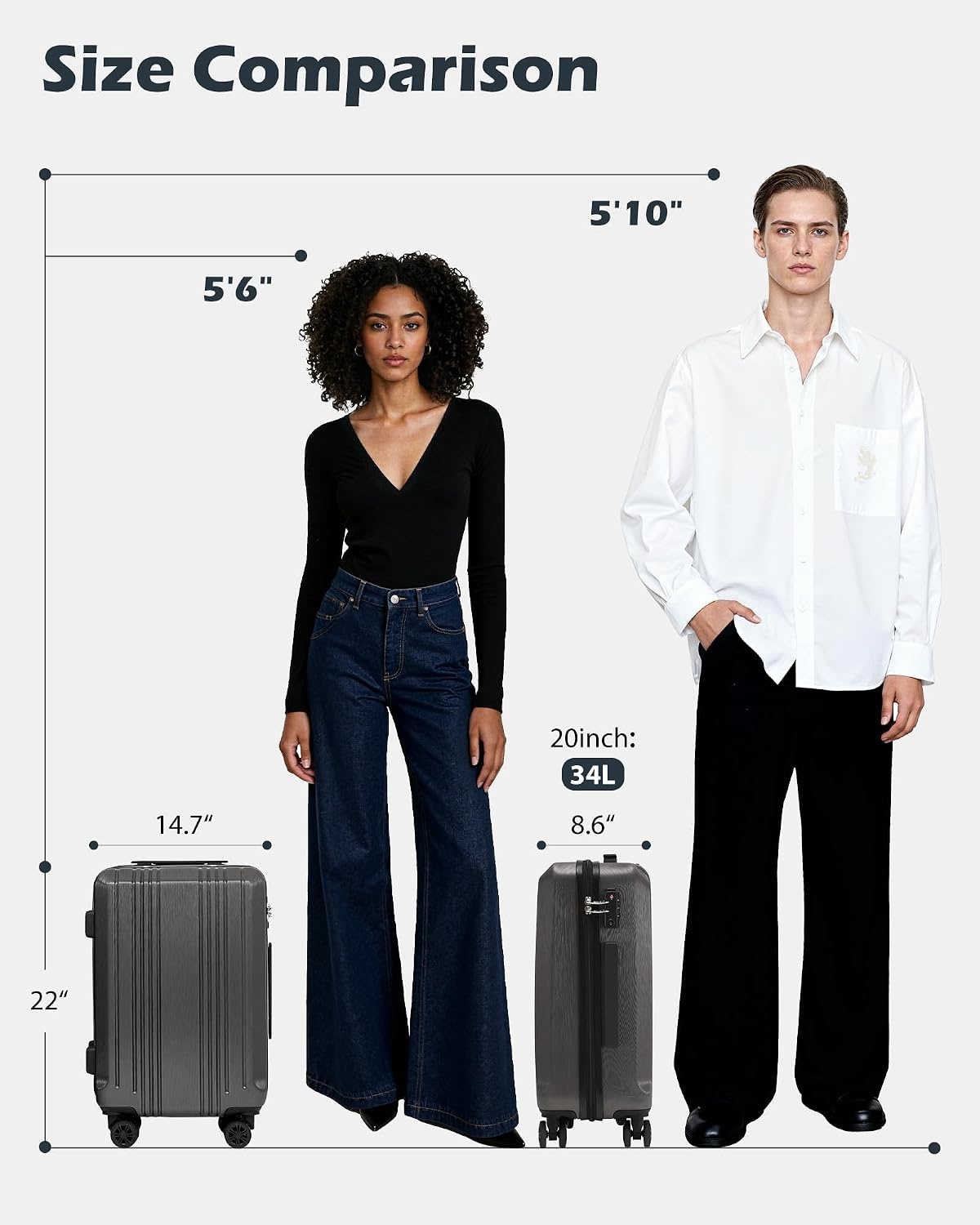 image:imageCoolife PCABS Hardshell Luggage TSA Lock Spinner Wheels 24in Checked PCABS hardshell scratchresistant 360 silent spinner wheels YKK zippers TSA lock aluminum handlegrey
