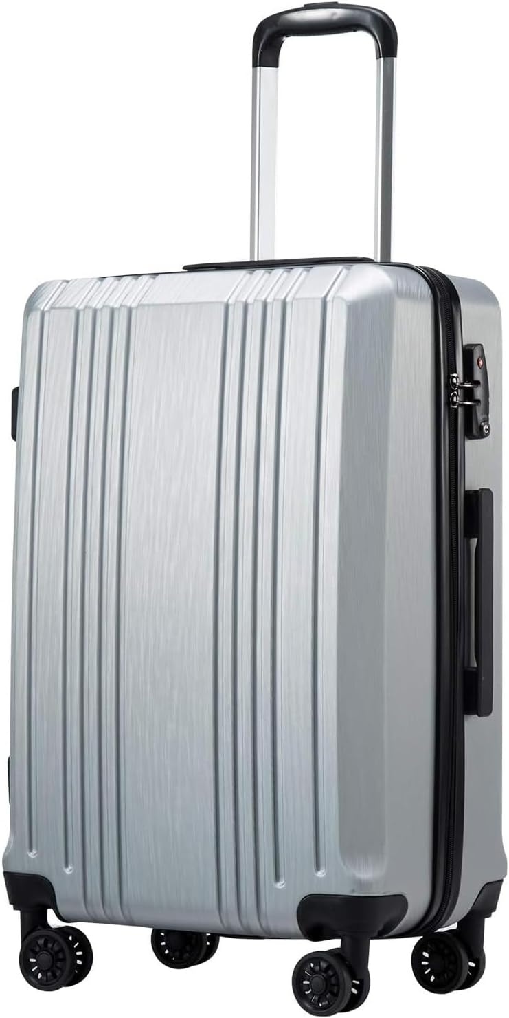 image:imageCoolife PCABS Hardshell Luggage TSA Lock Spinner Wheels 24in Checked PCABS hardshell scratchresistant 360 silent spinner wheels YKK zippers TSA lock aluminum handlesilver